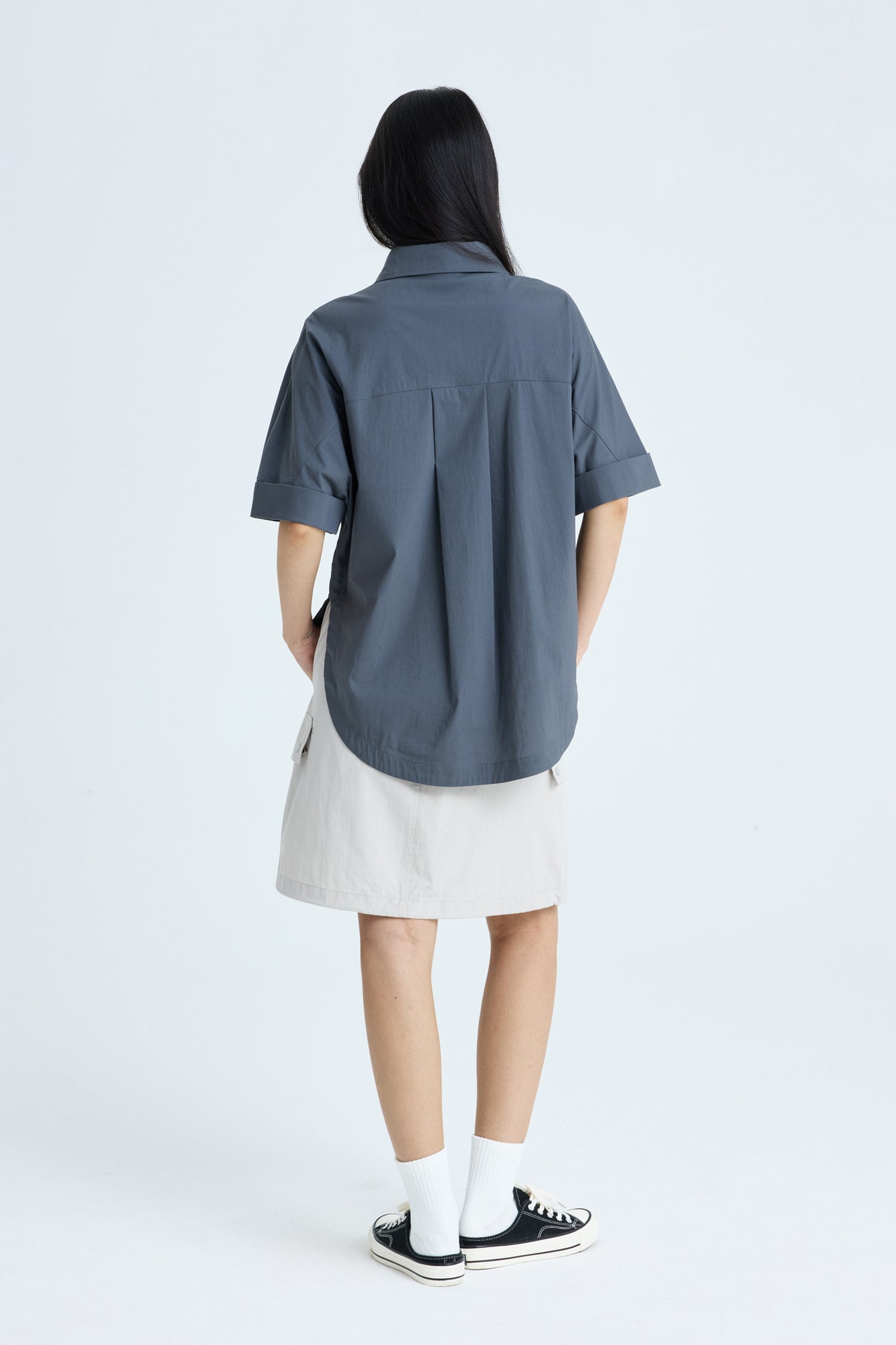 Double Button Blouse - Charcoal