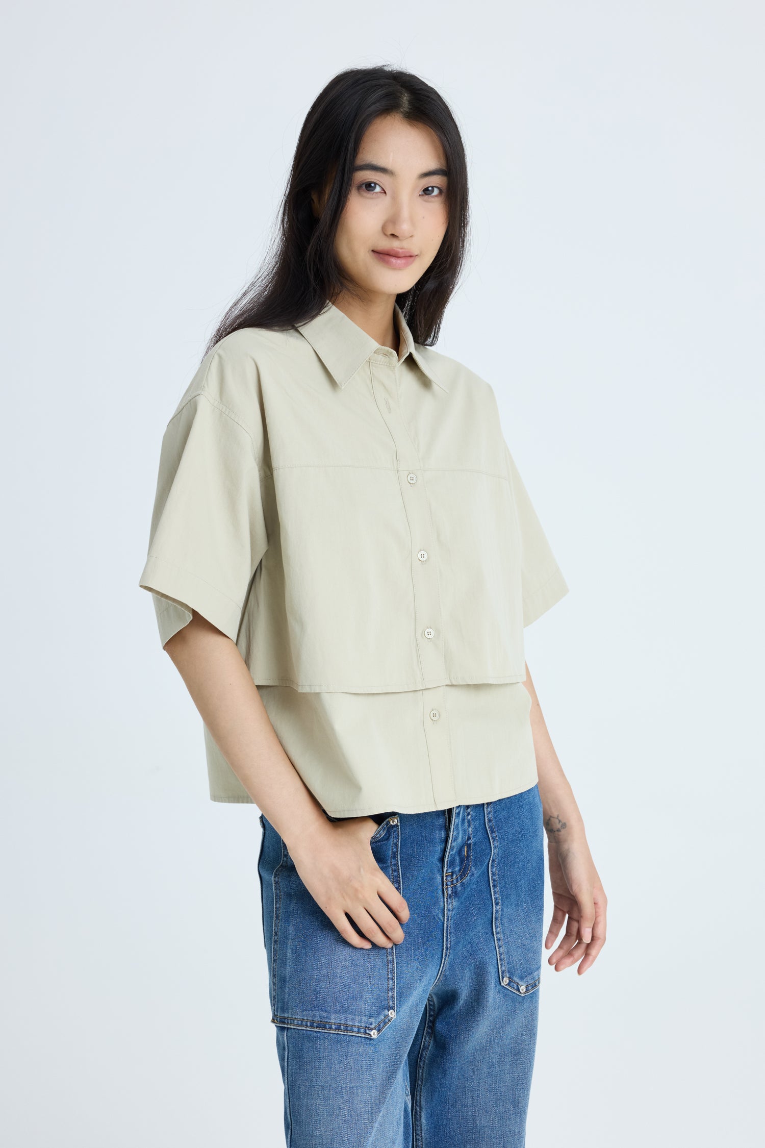 Double Layer Blouse - Khaki – The Restyle Trait