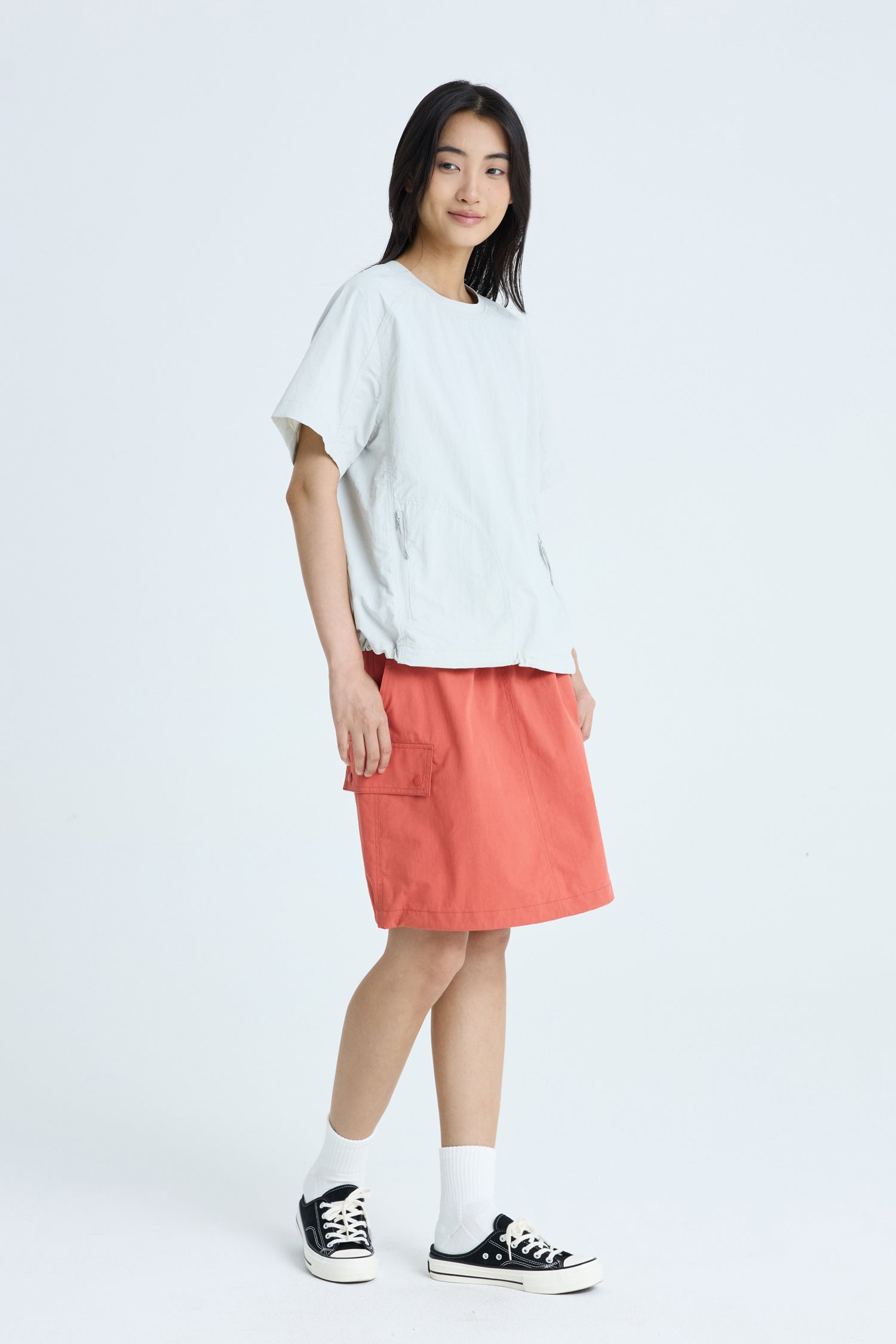 Zipped Pocket Top - Light Grey