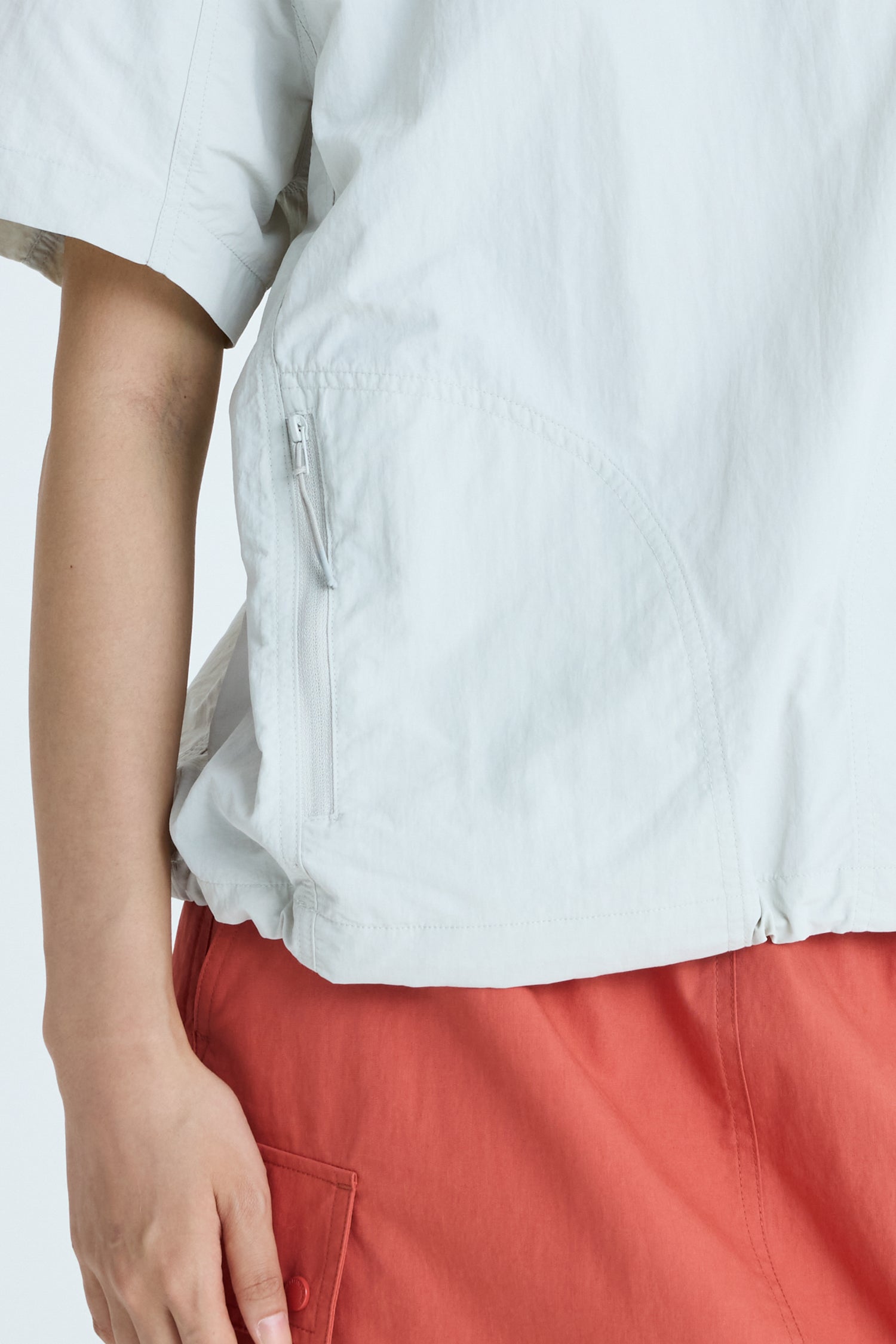 Zipped Pocket Top - Light Grey