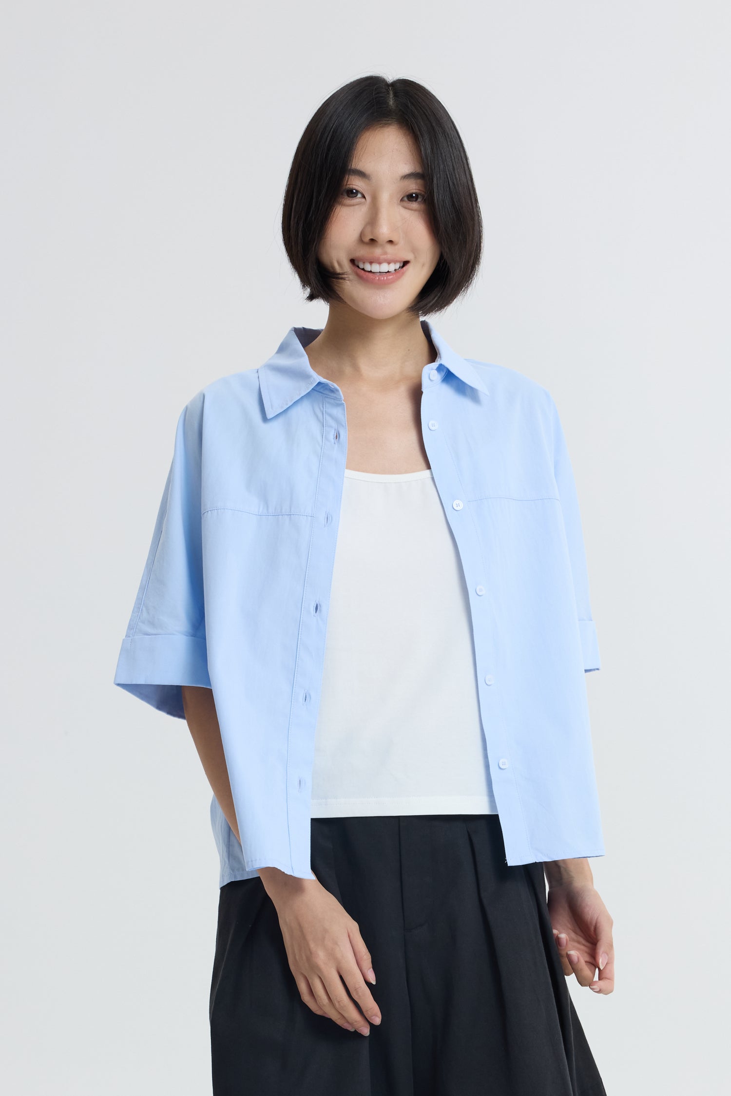 Back-Tape Blouse - Blue