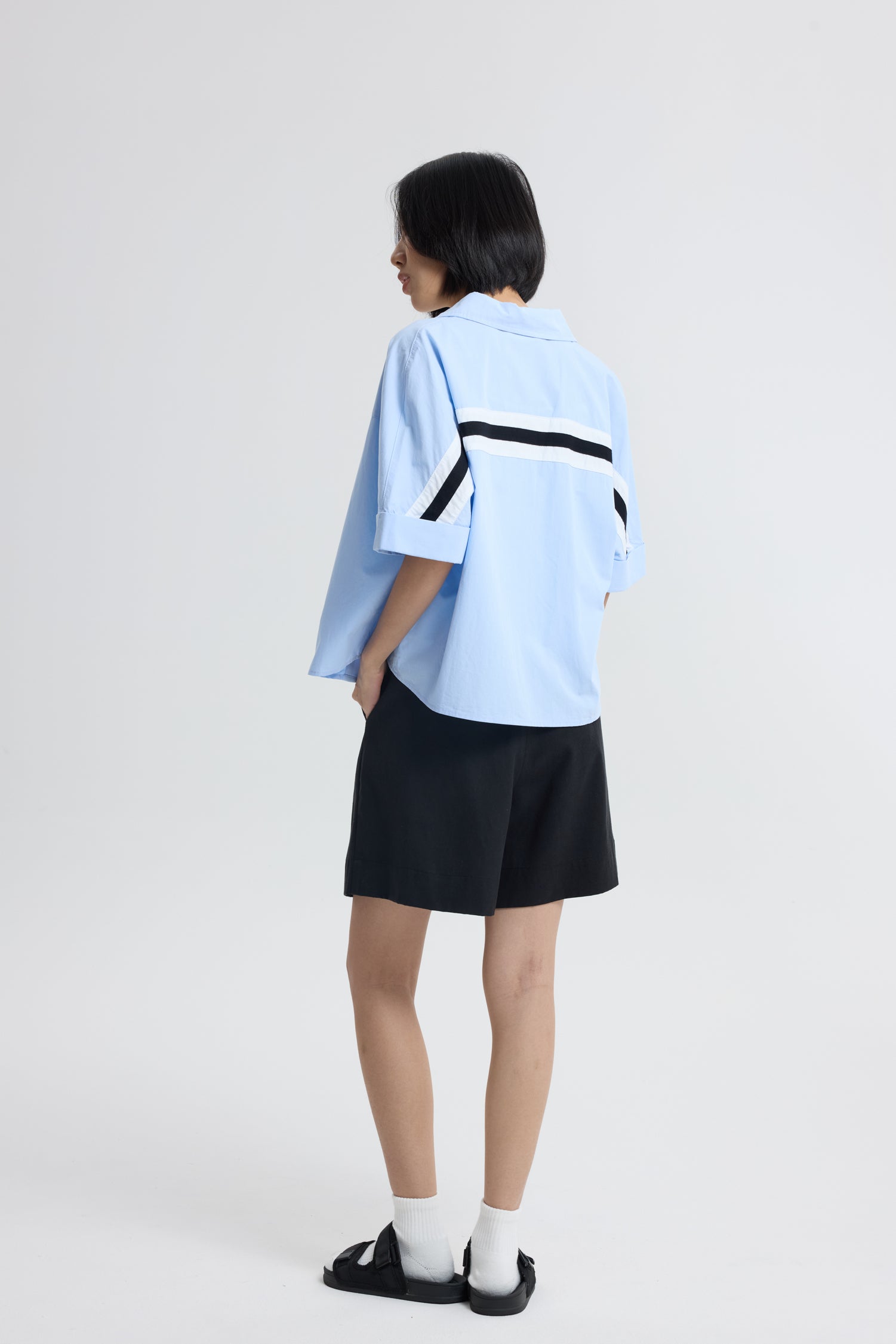 Back-Tape Blouse - Blue