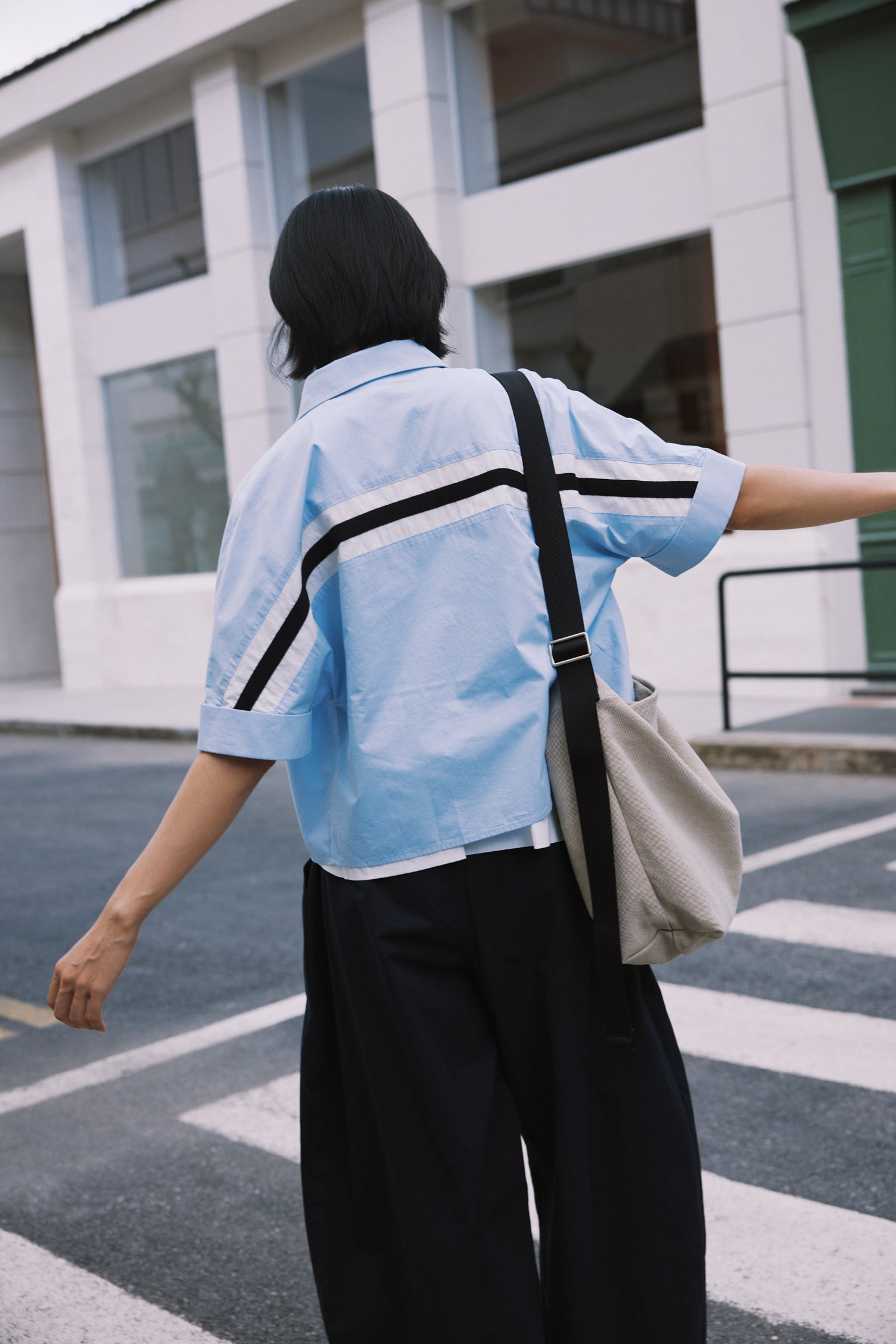 Back-Tape Blouse - Blue