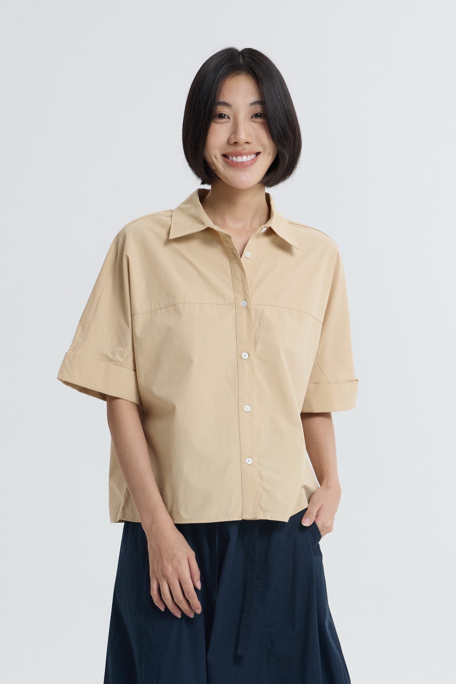 Back-Tape Blouse - Khaki