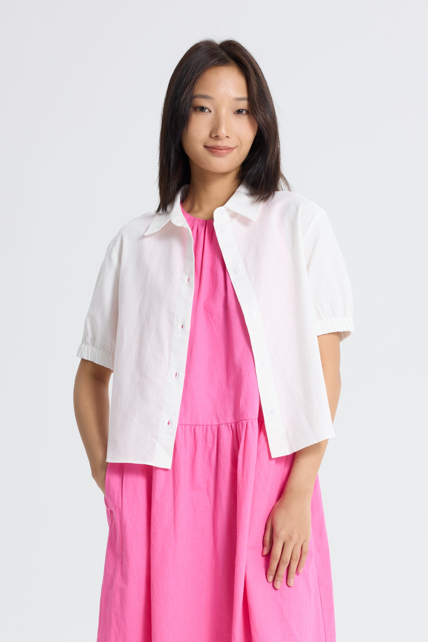 Elasticised Cuff Blouse - Cream