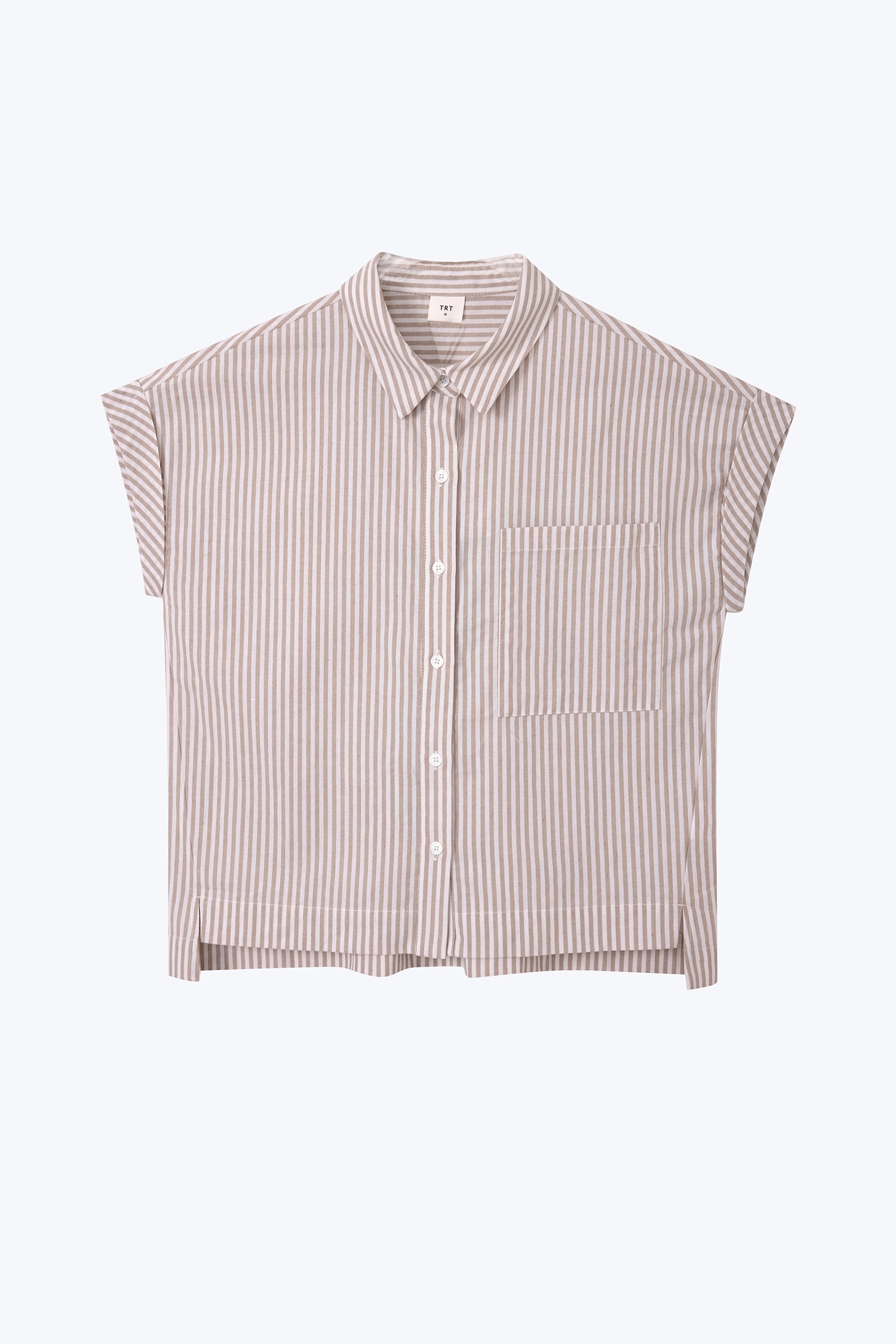 Striped Cap Sleeve Blouse - Stripes Khaki