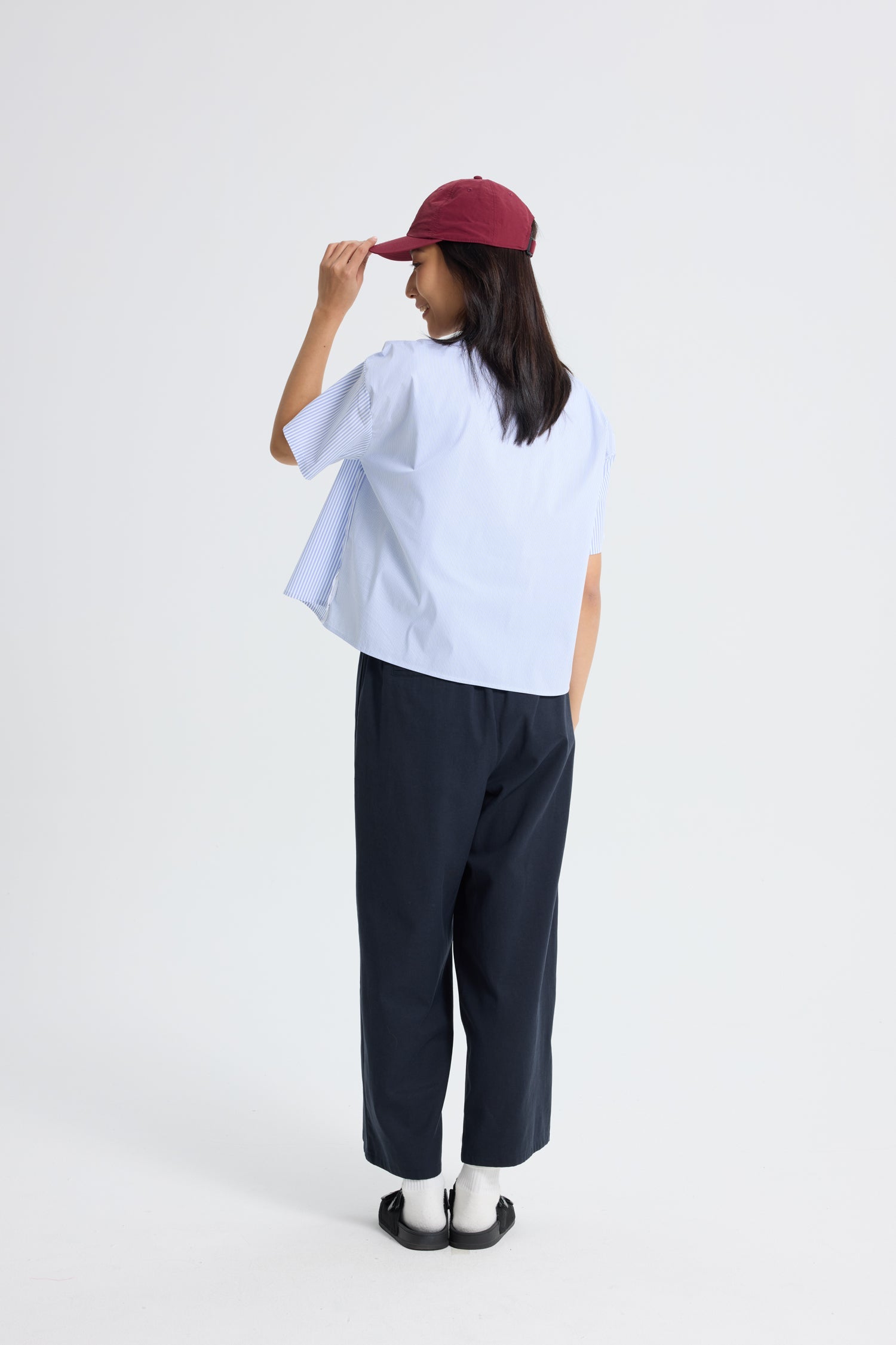 Striped Side Slit Blouse - Stripes Blue