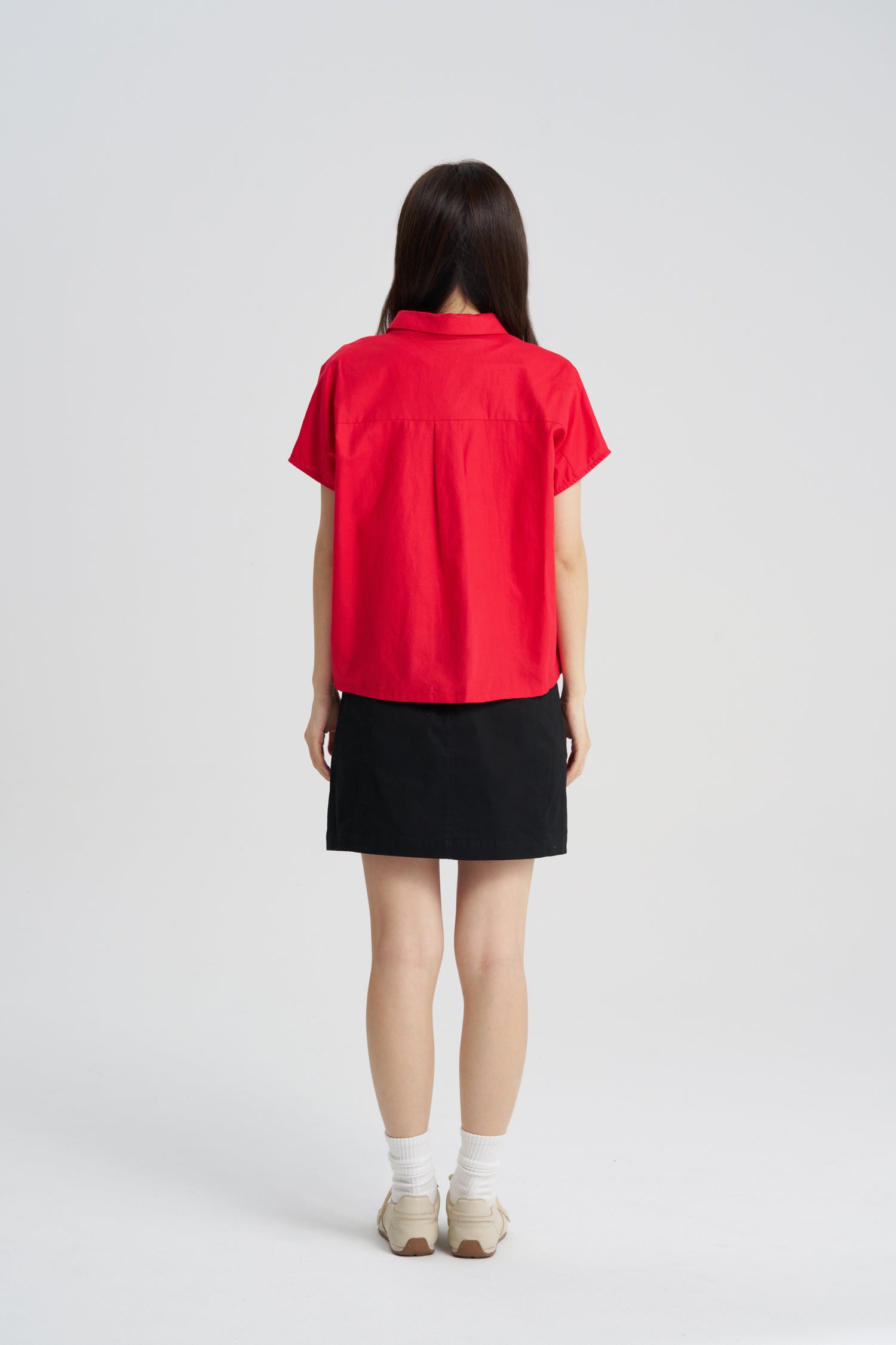 Button Front Blouse - Red