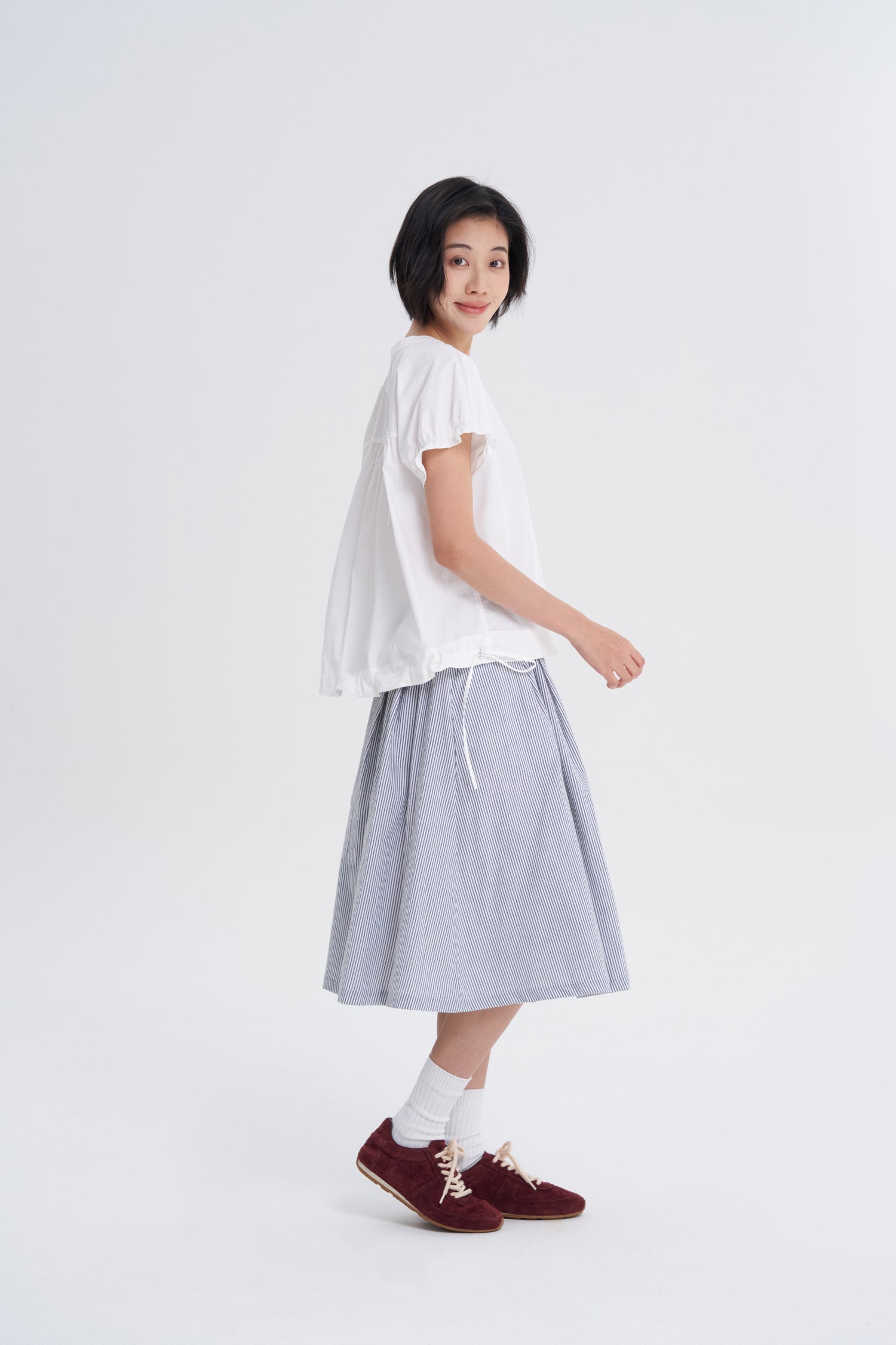 Gathered Sleeve Blouse - Cream