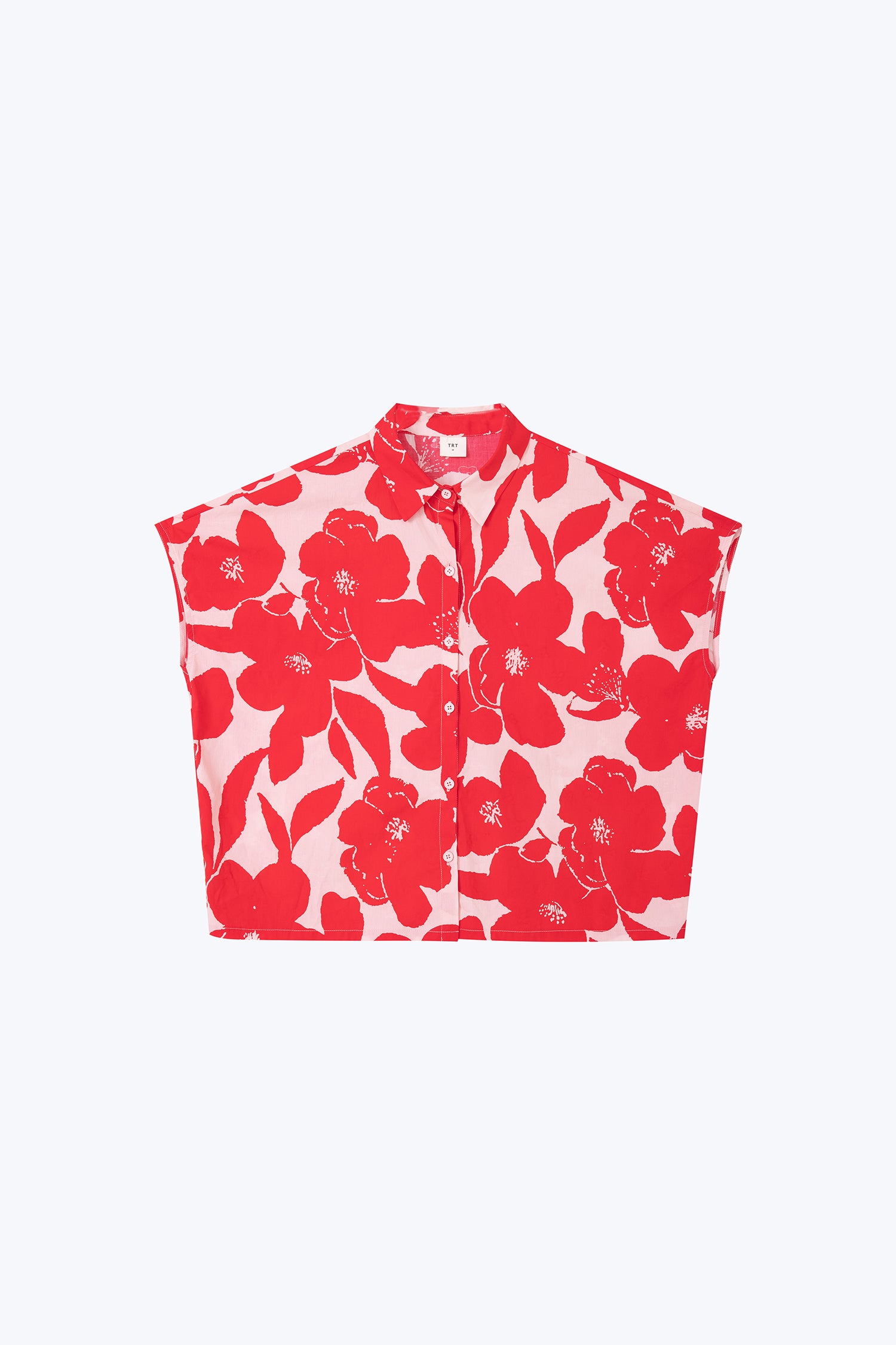 Floral Button Front Blouse - Floral Red