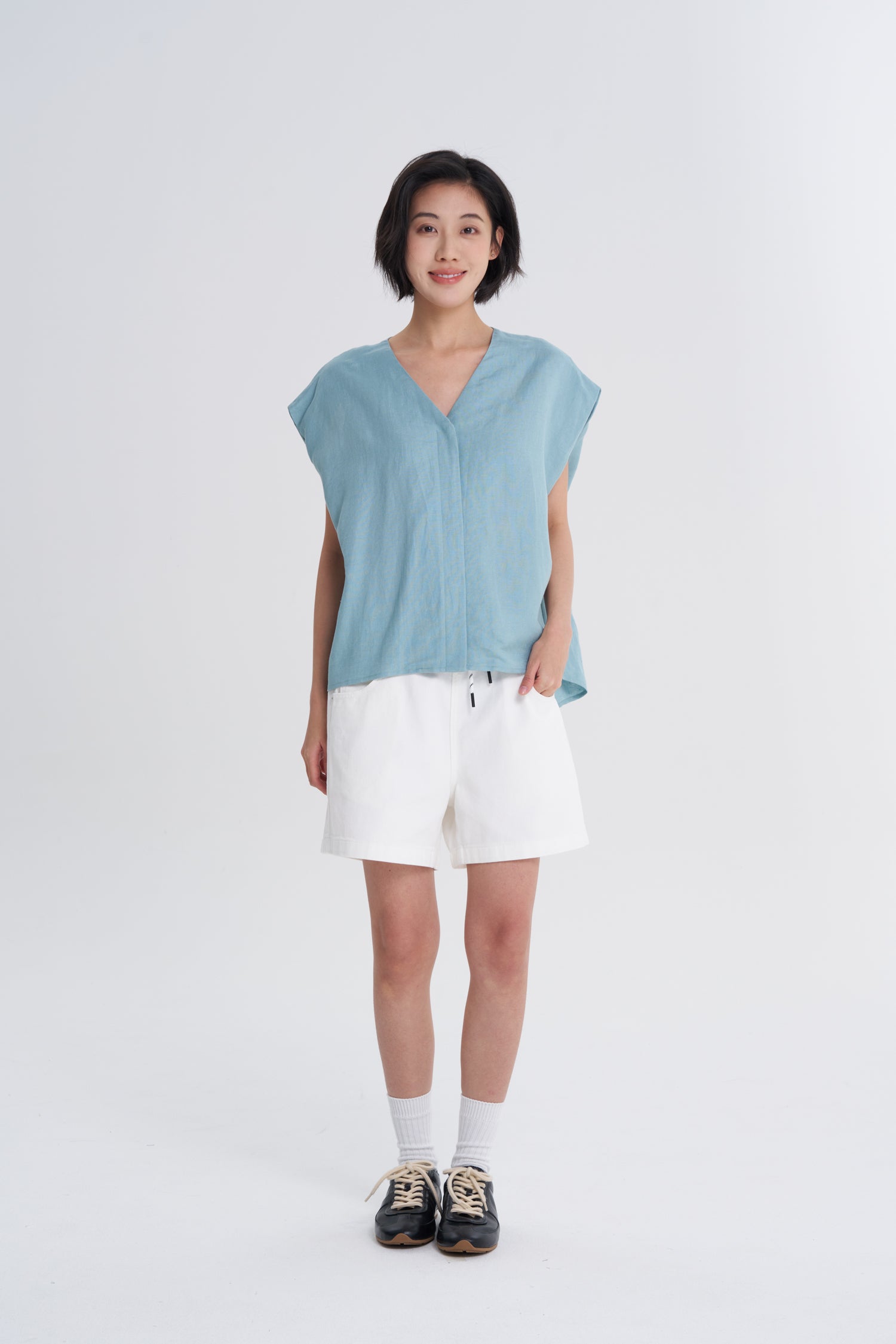 V-Neck Blouse - Sky Blue