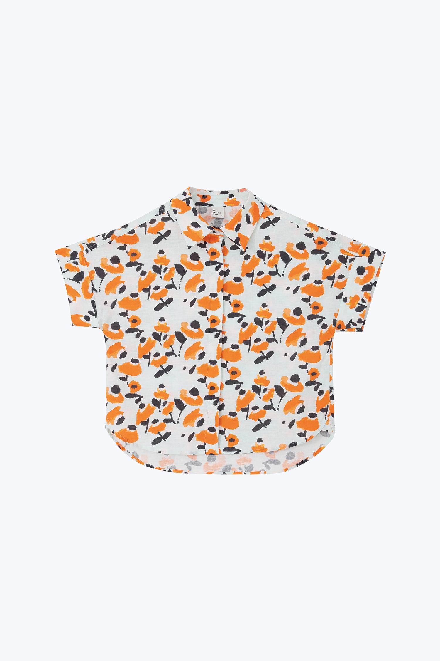 Floral Button Front Blouse - Floral Aqua