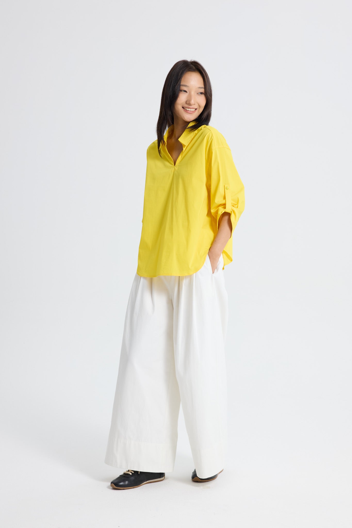 Cotton Collared Blouse - Canary