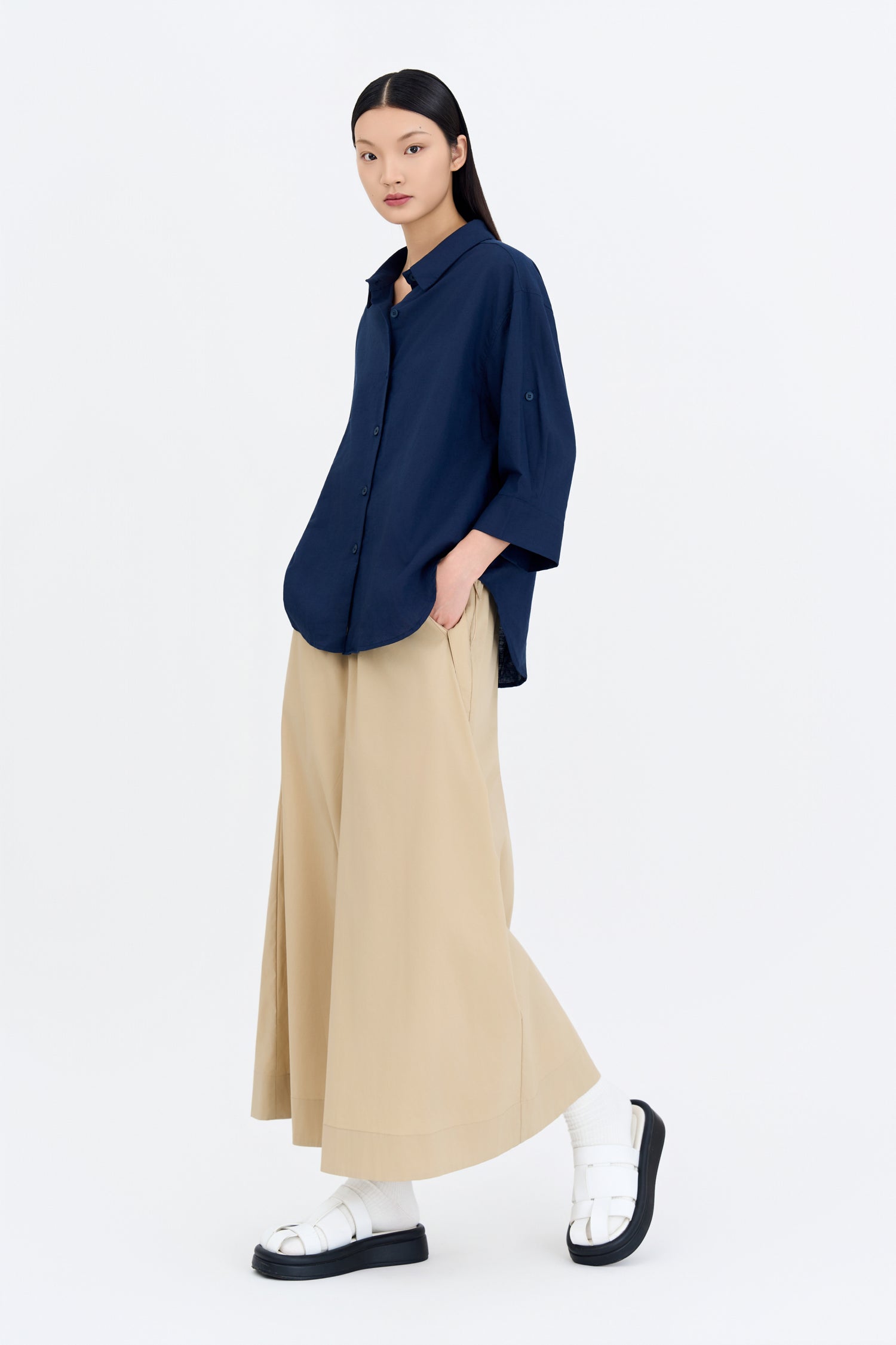 Button Up Blouse - Navy