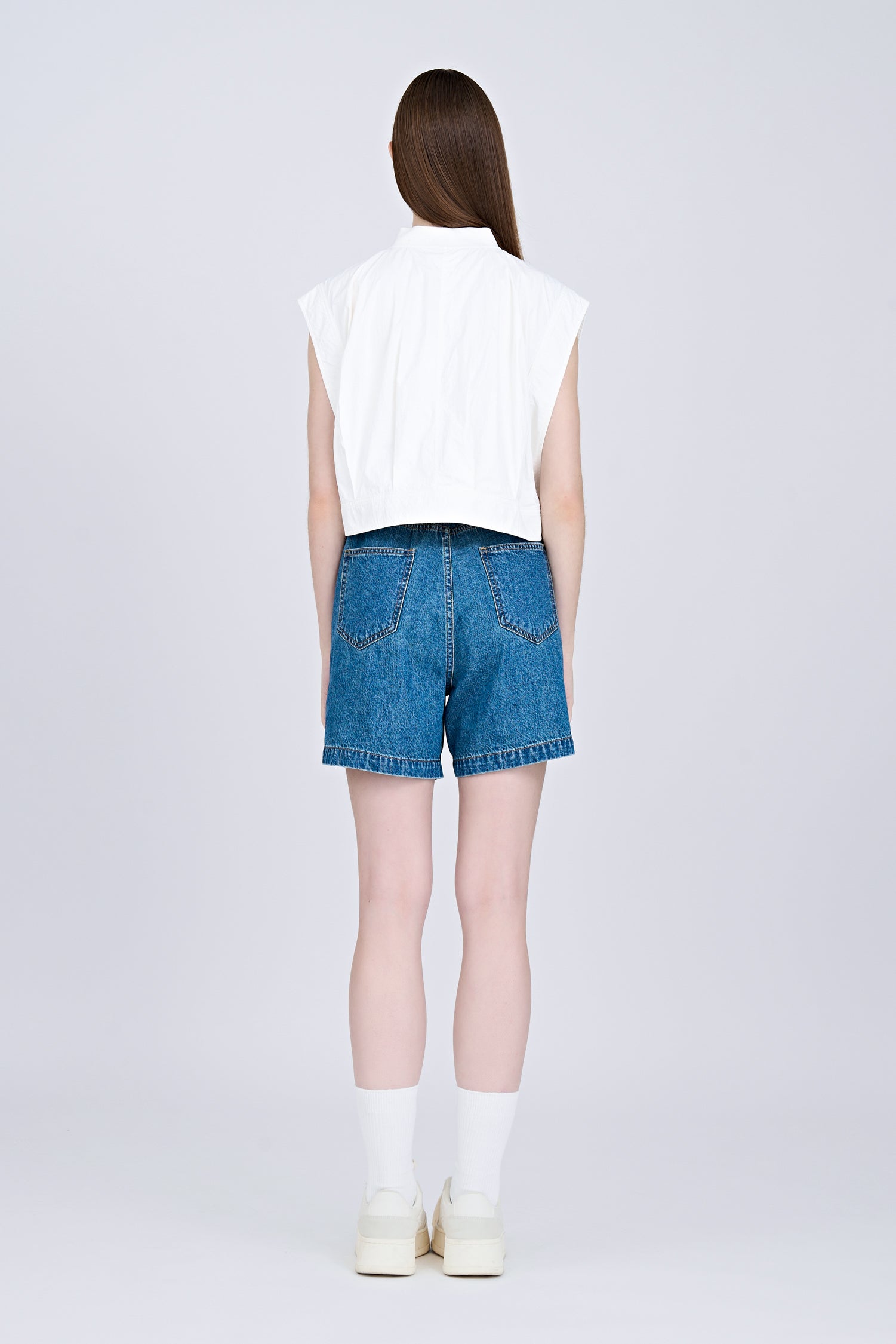 Asymmetric Cropped Jacket - Cream