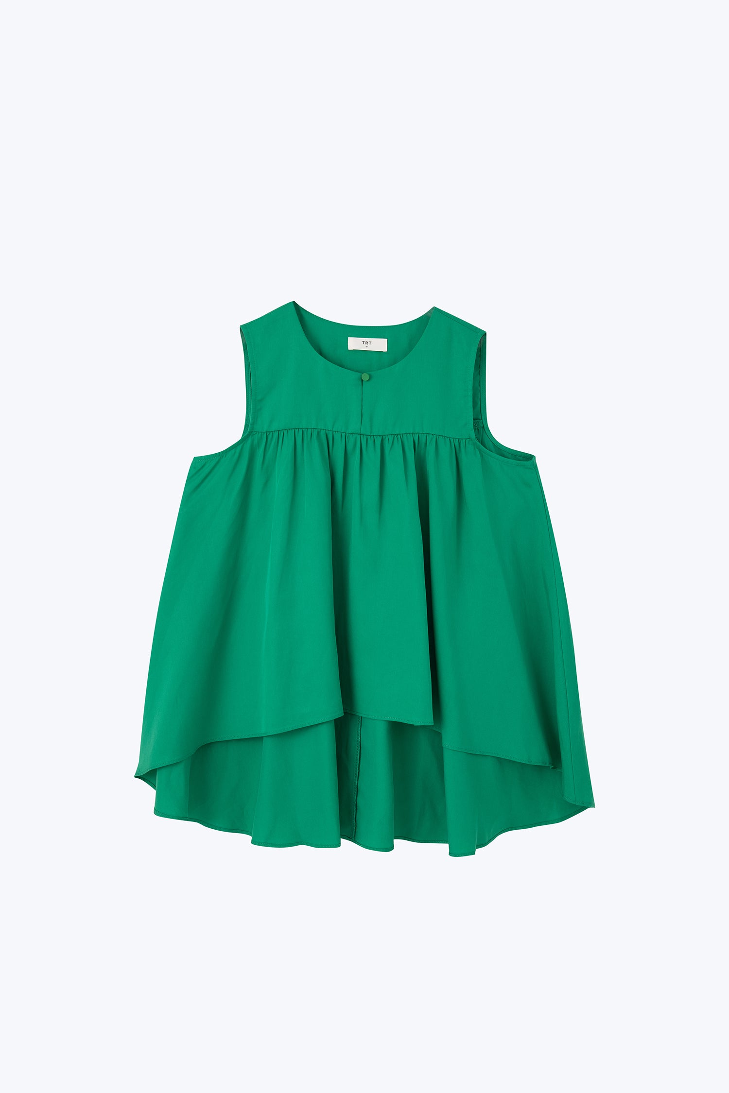 Sleeveless Gathered Flare Blouse - Green