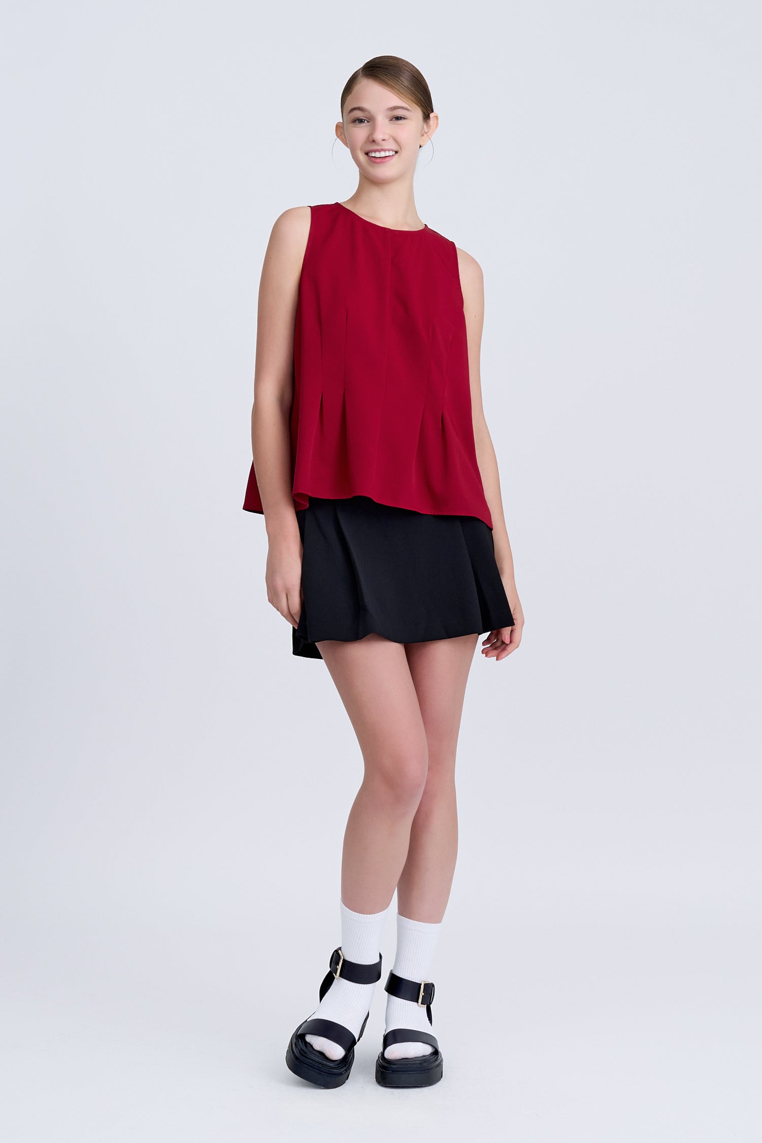 Pleated Blouse - Burgundy [AT]