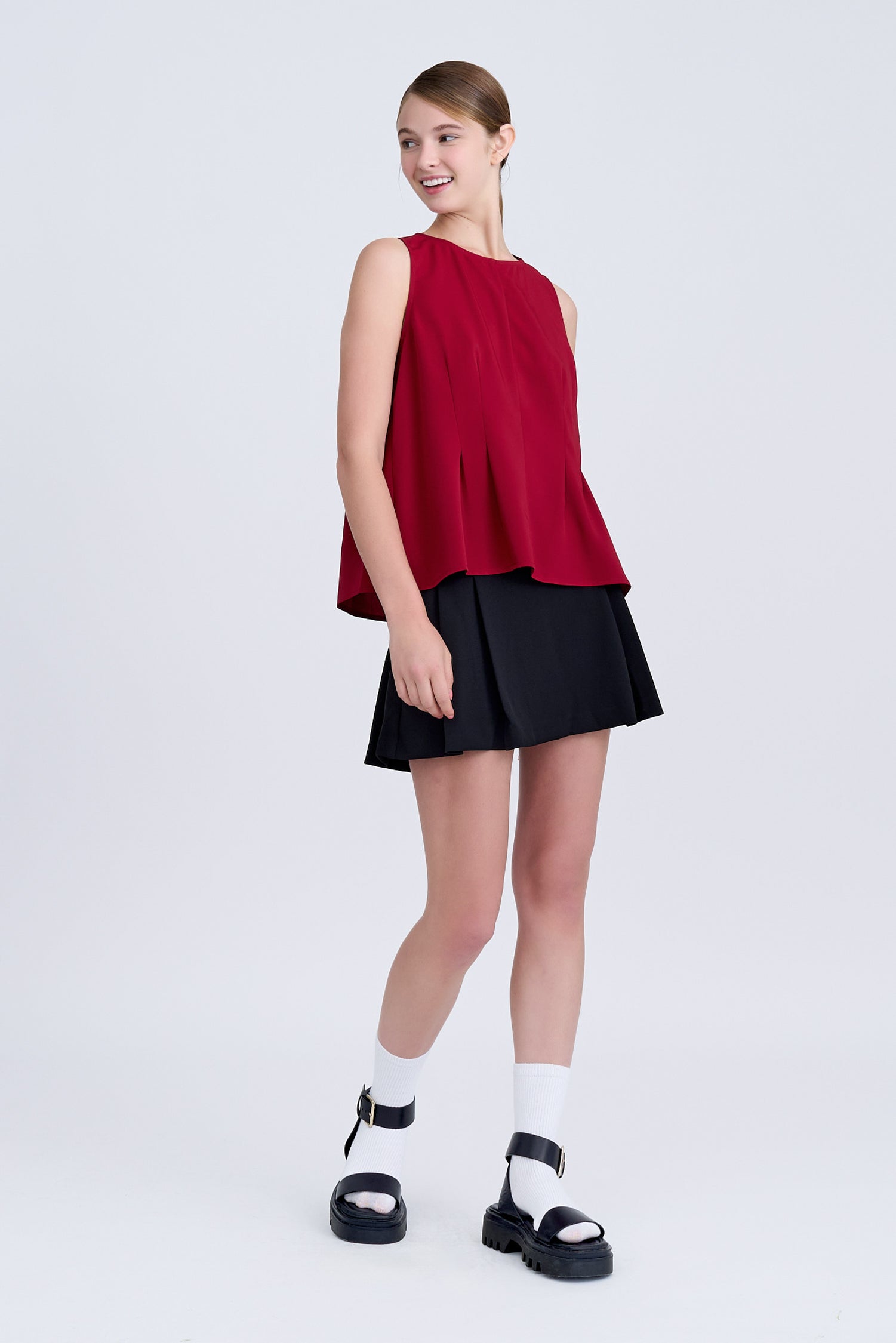 Pleated Blouse - Burgundy [AT]