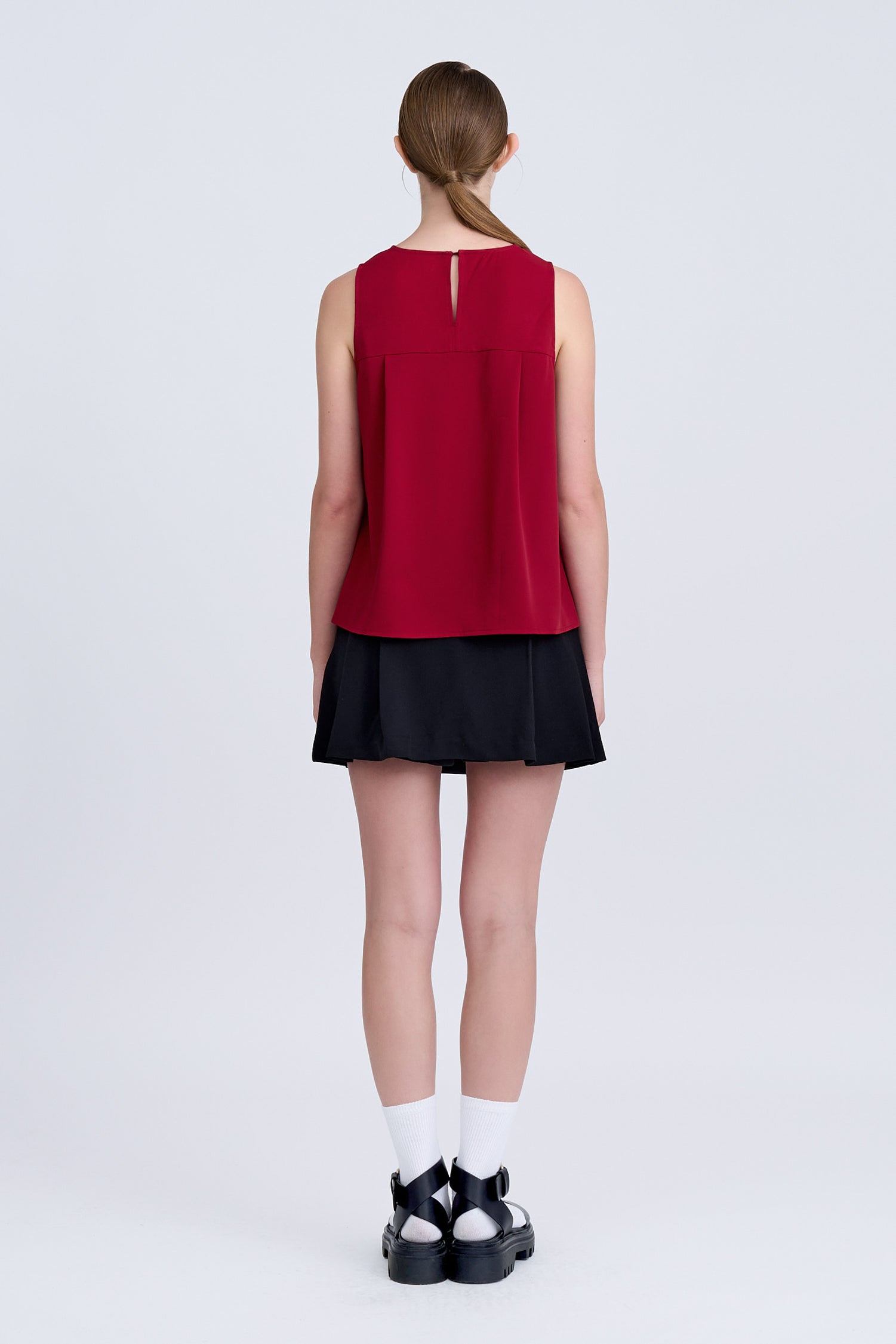 Pleated Blouse - Burgundy [AT]