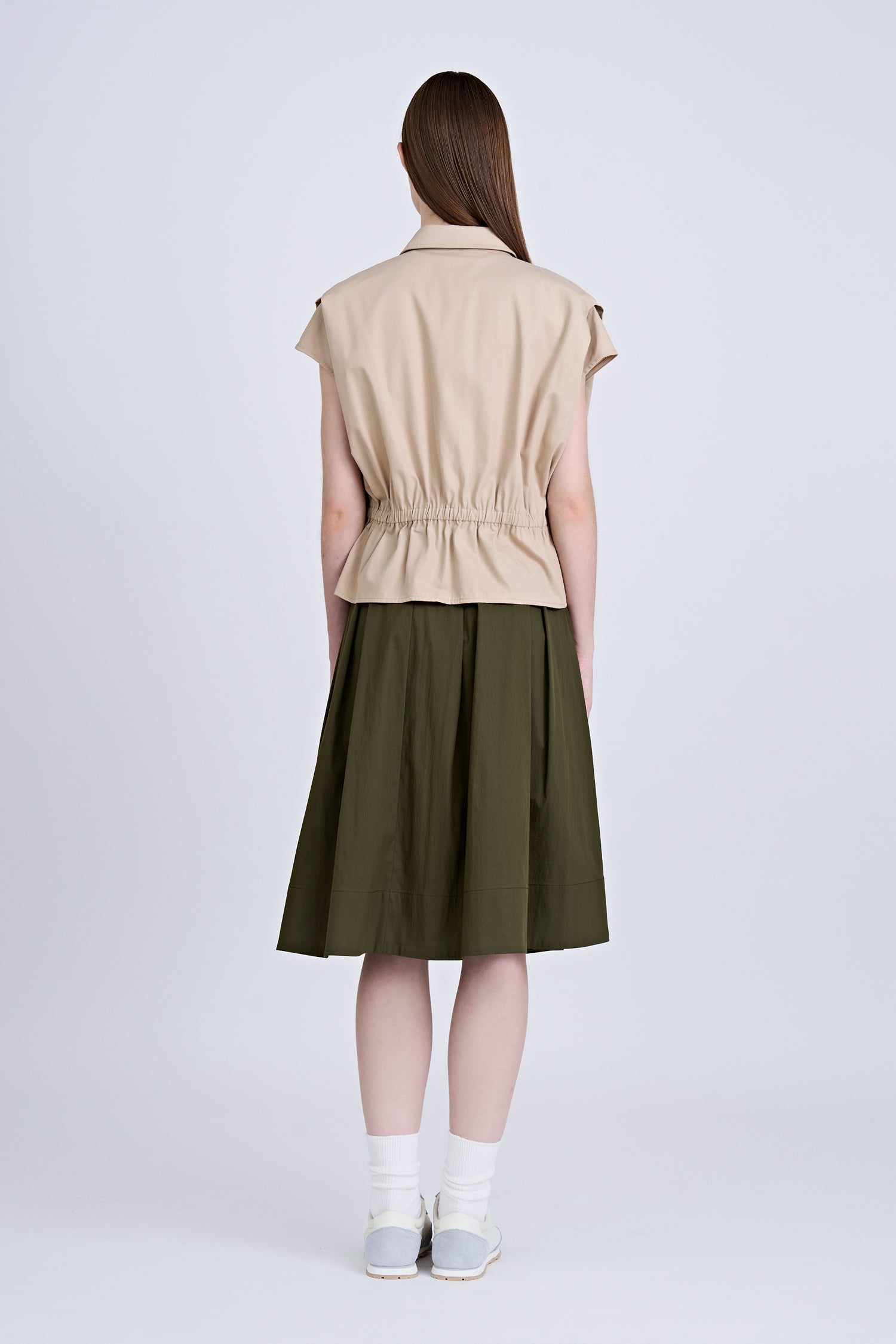 Drawcord Blouse - Khaki