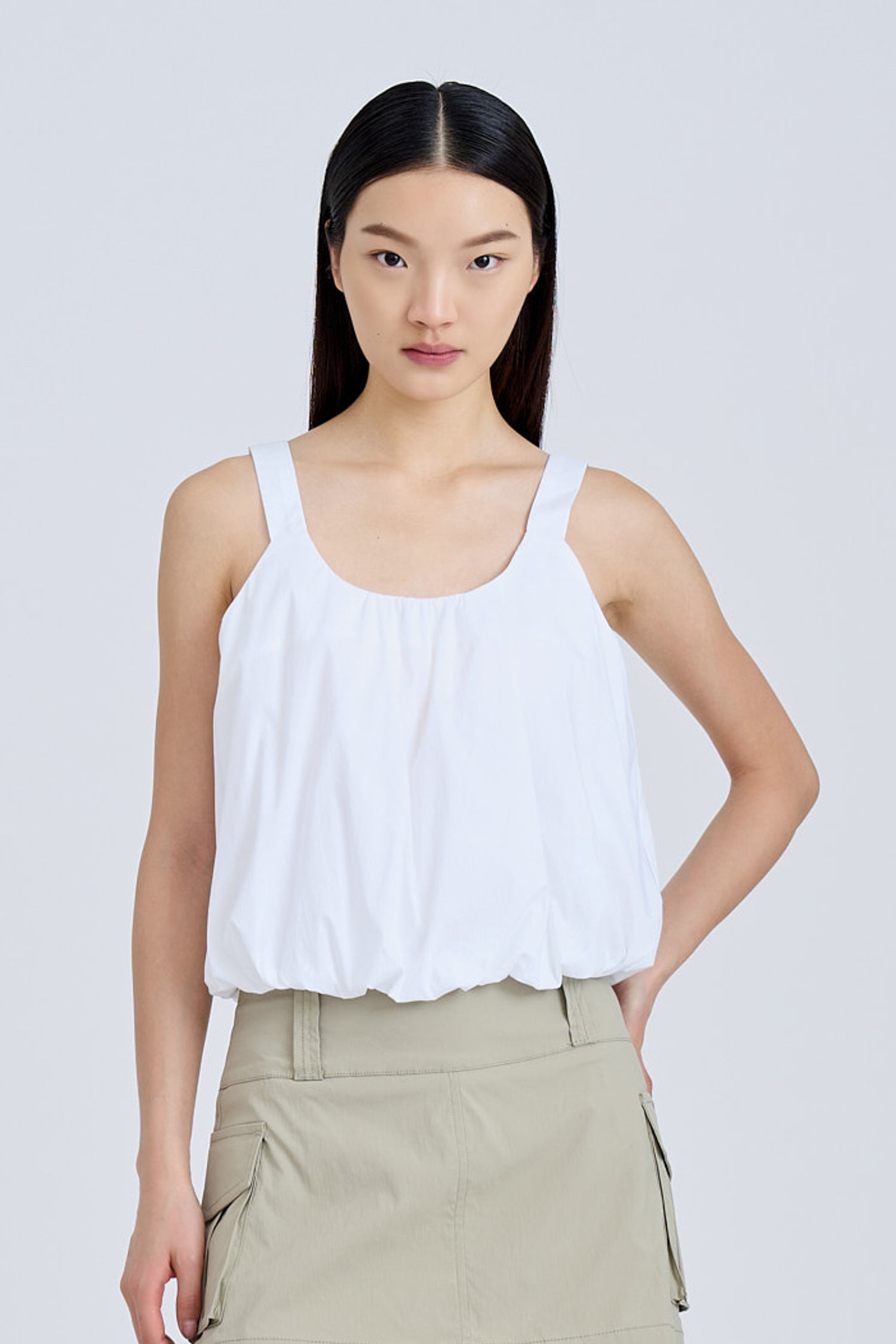 Sleeveless Bubble Top - Cream [AT]