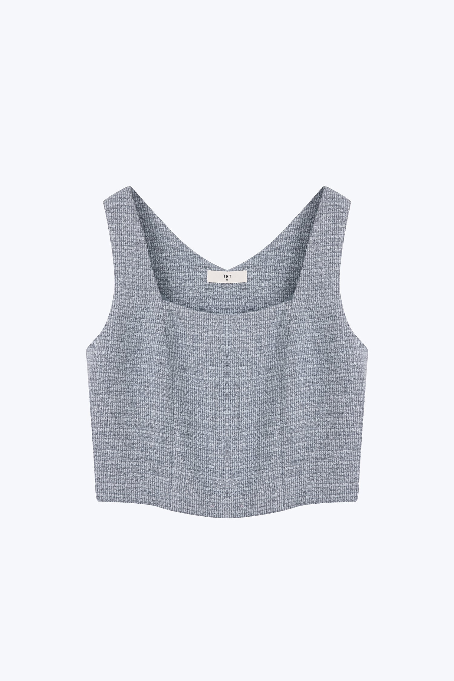 Tweed Square Neck Top - Dusty Blue [AT]