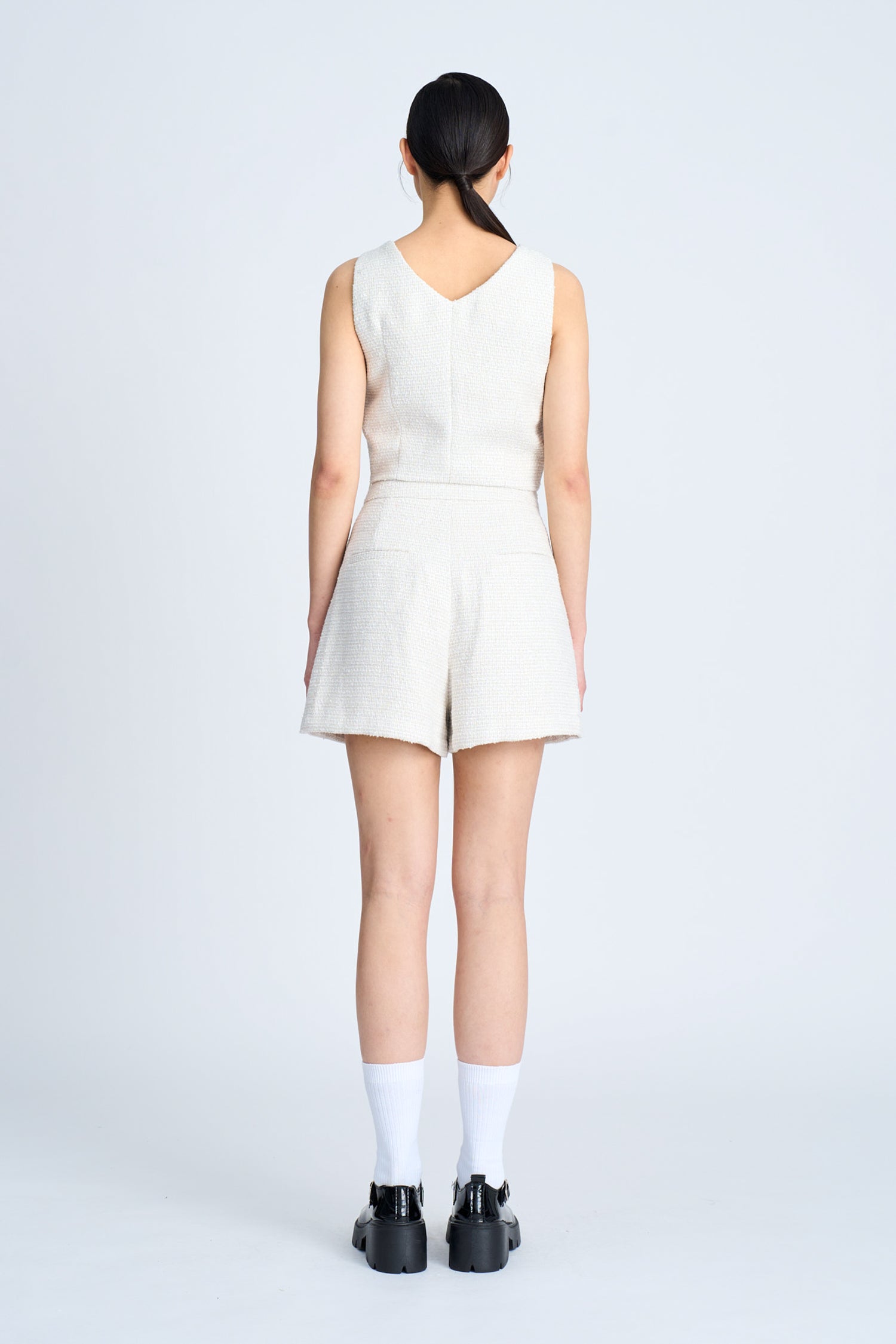 Tweed Square Neck Top - Sand [AT]