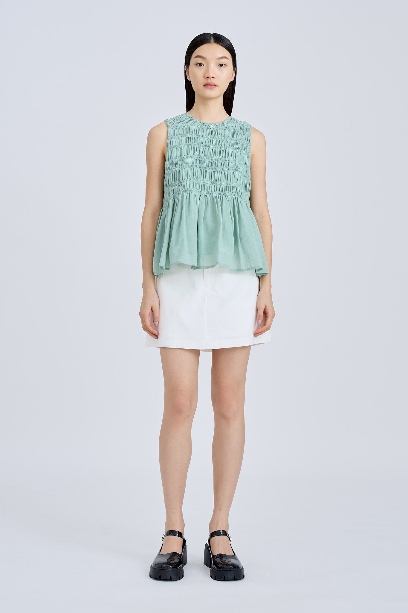 Sleeveless Smocked Top - Ice Green [AT]