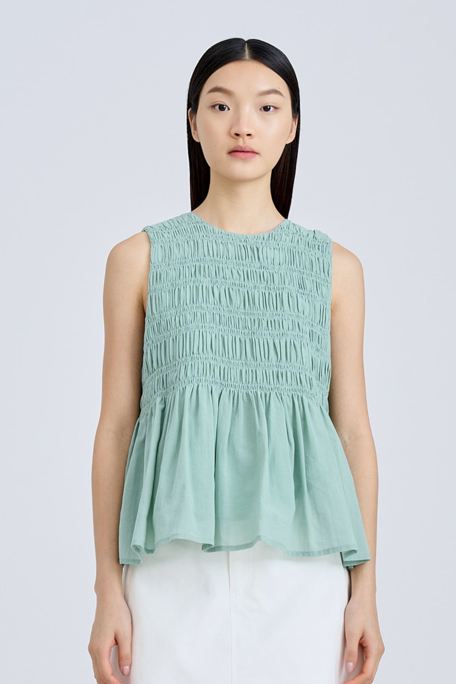 Sleeveless Smocked Top - Ice Green [AT]