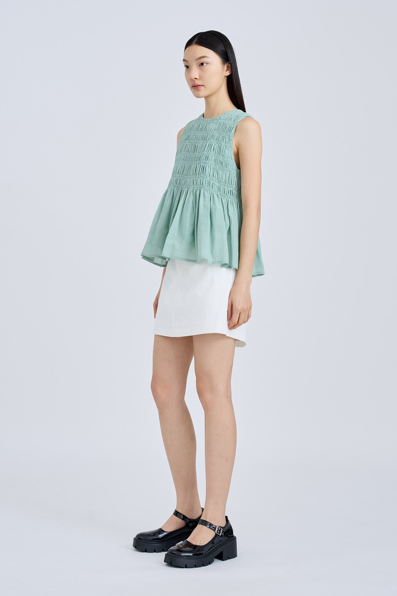Sleeveless Smocked Top - Ice Green [AT]