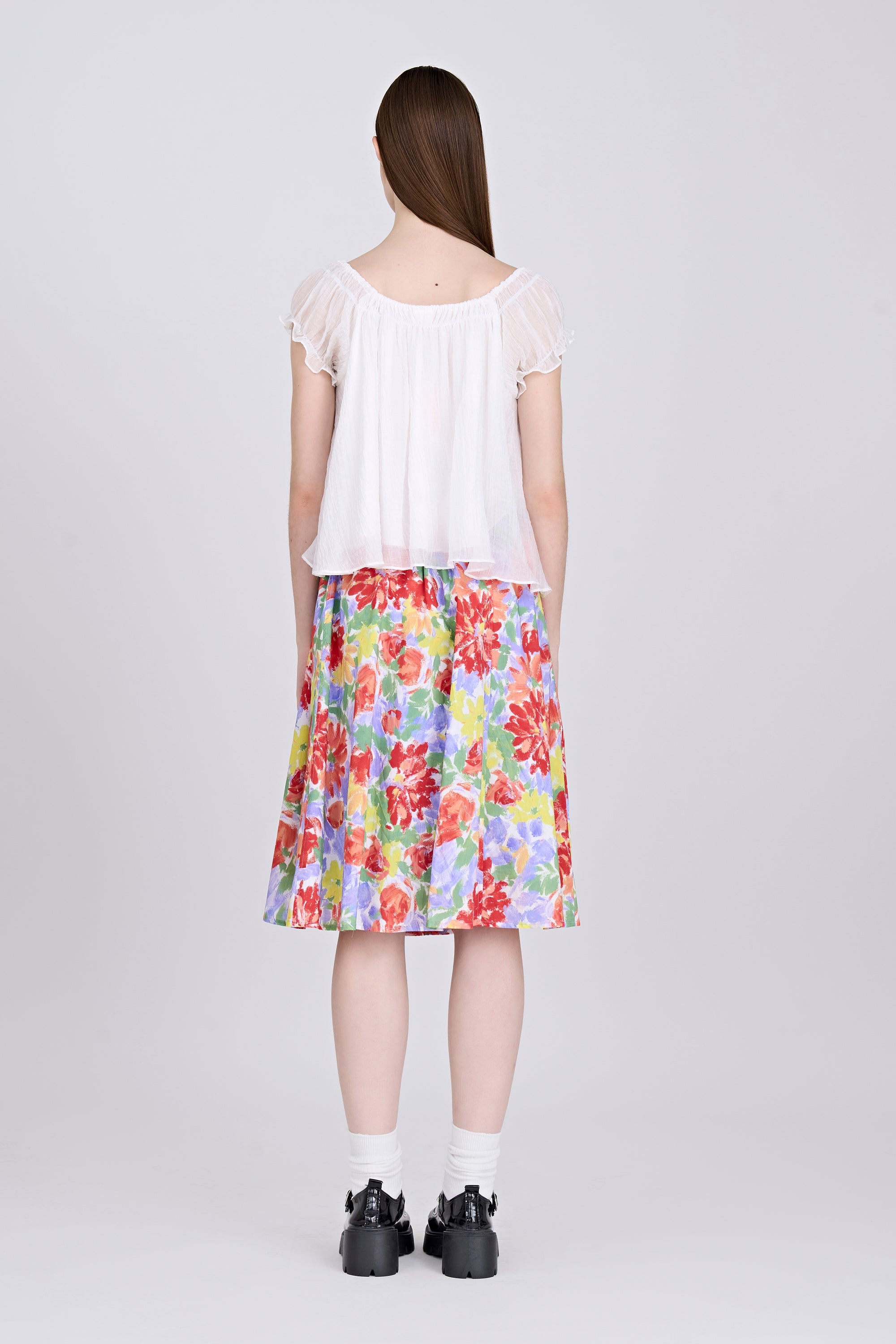 Gathered Neck Blouse - Cream [AT]