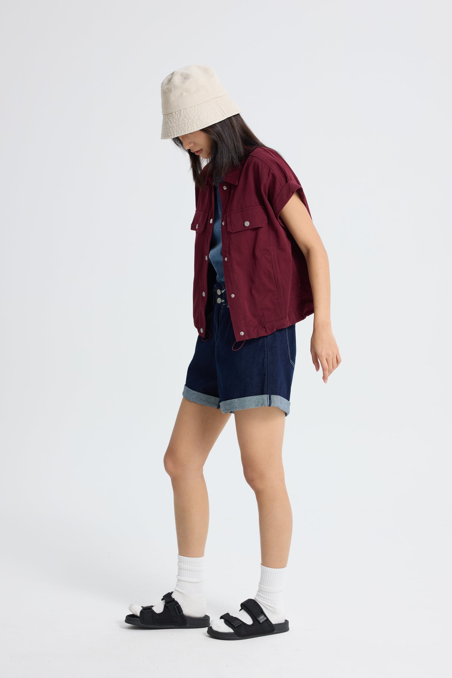 Oversized Vest - Burgundy