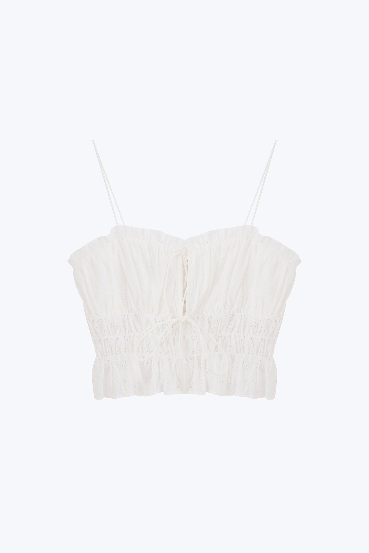Ruffle Elasticised Ruched Top - Cream [AT]