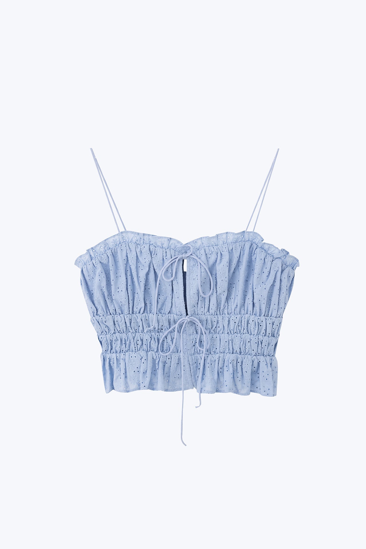 Ruffle Elasticised Ruched Top - Sky Blue [AT]