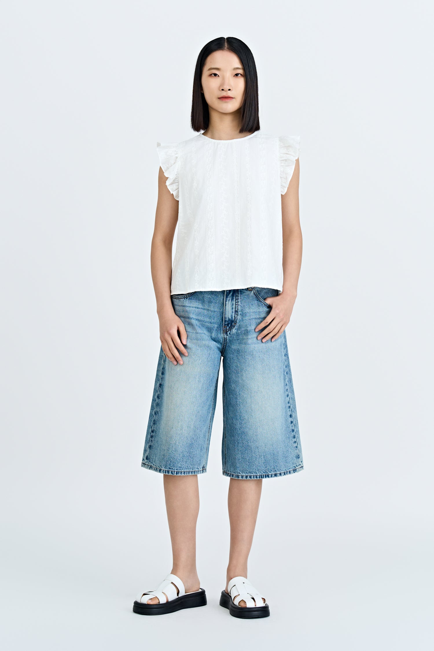 Frill Sleeve Blouse - Cream