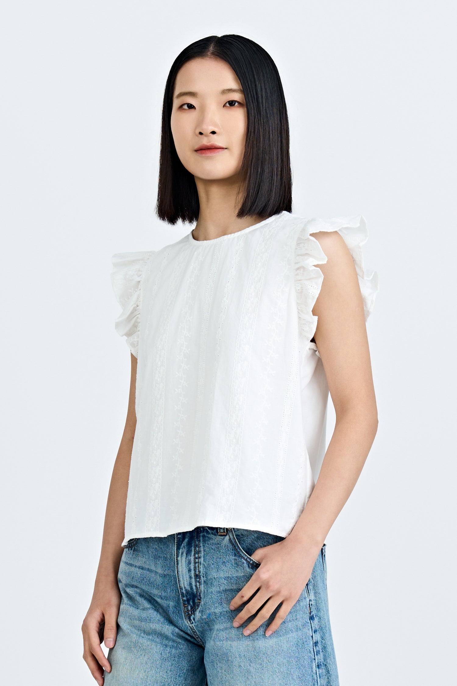 Frill Sleeve Blouse - Cream