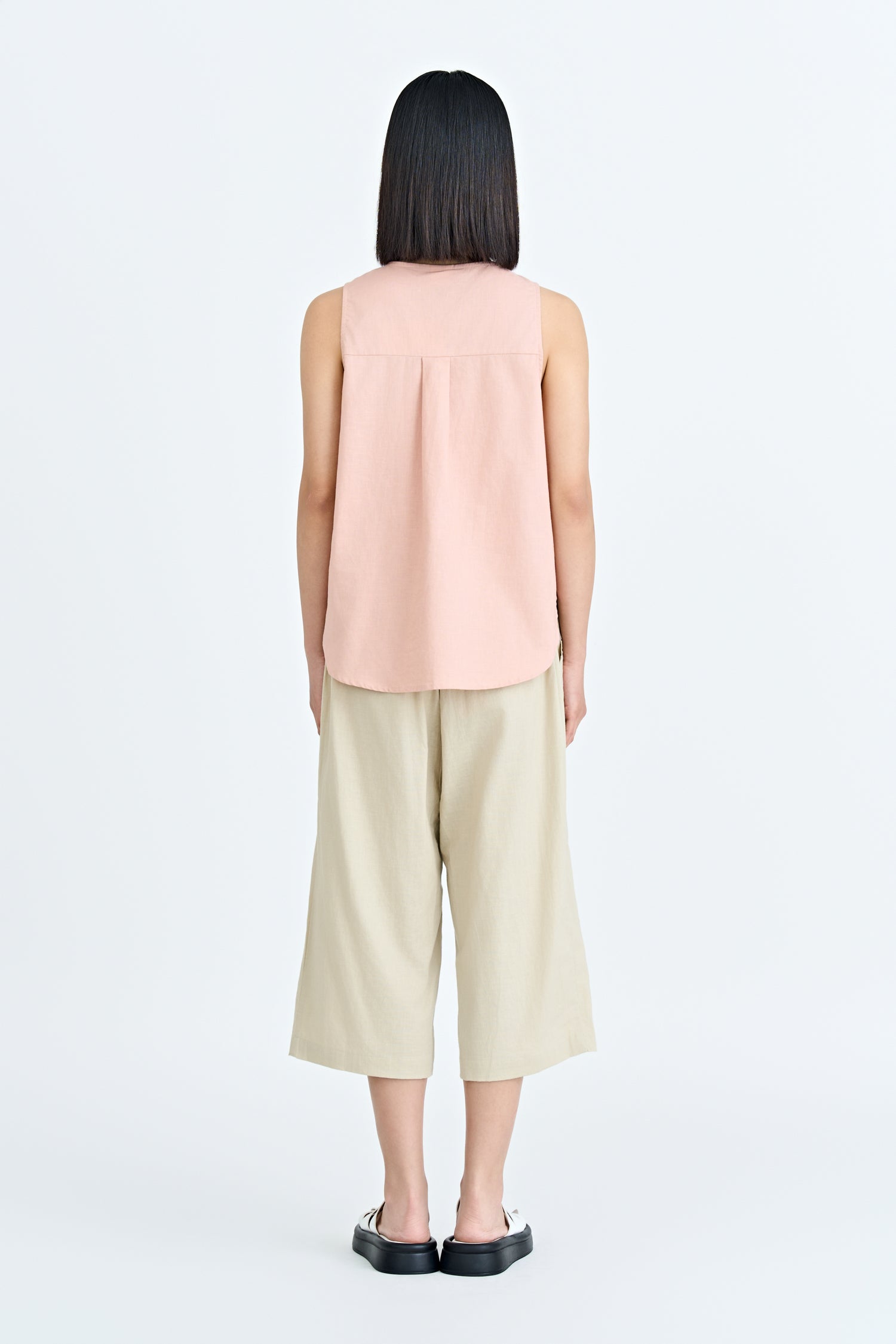Keyhole Sleeveless Blouse - Blush