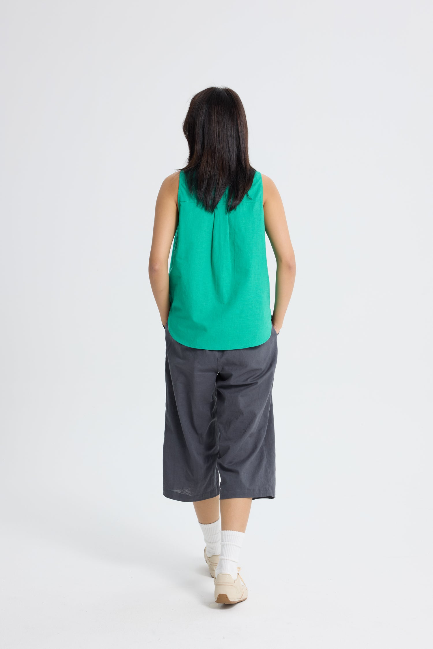 Keyhole Sleeveless Blouse - Jade