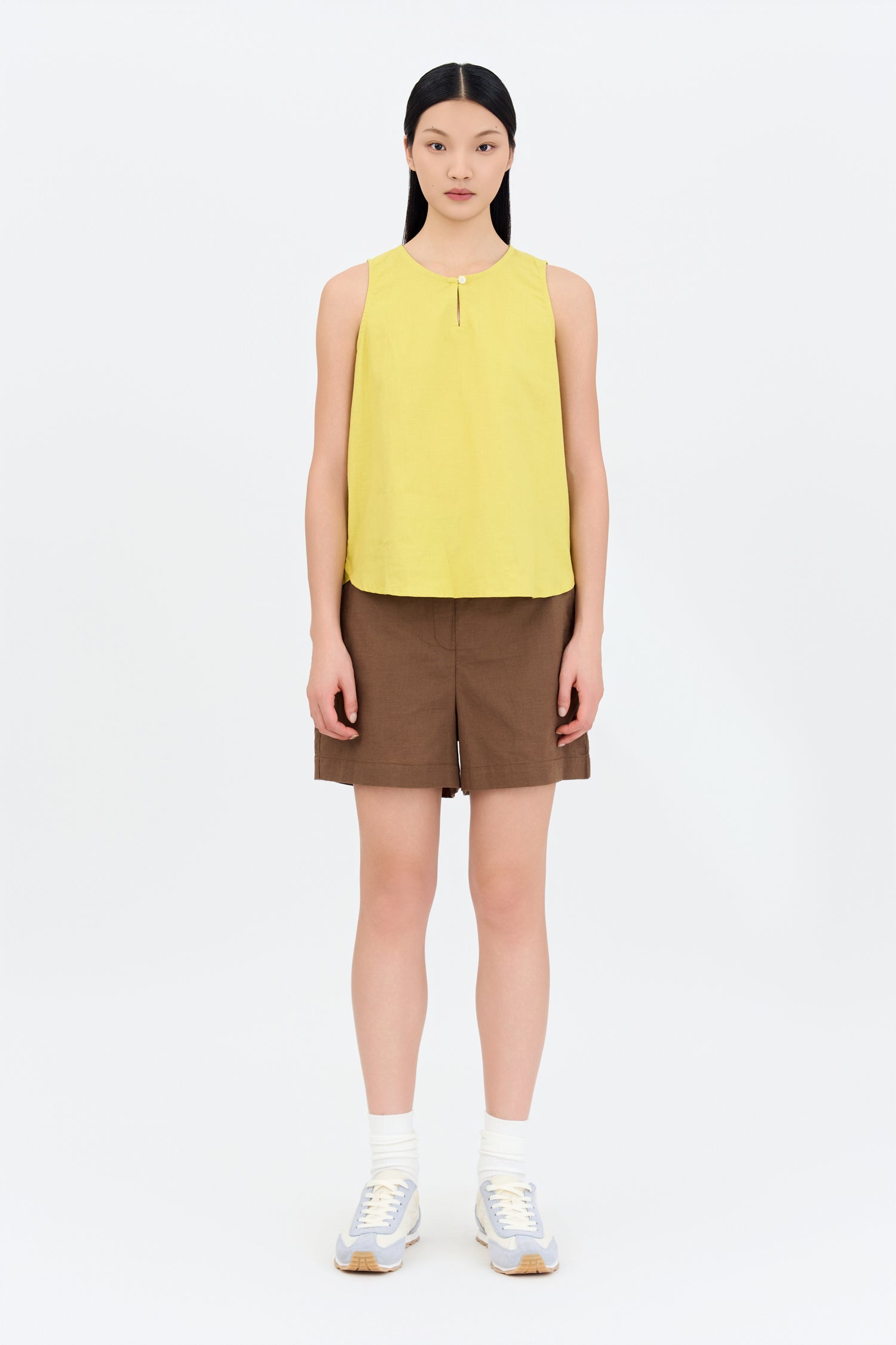 Keyhole Sleeveless Blouse - Lime