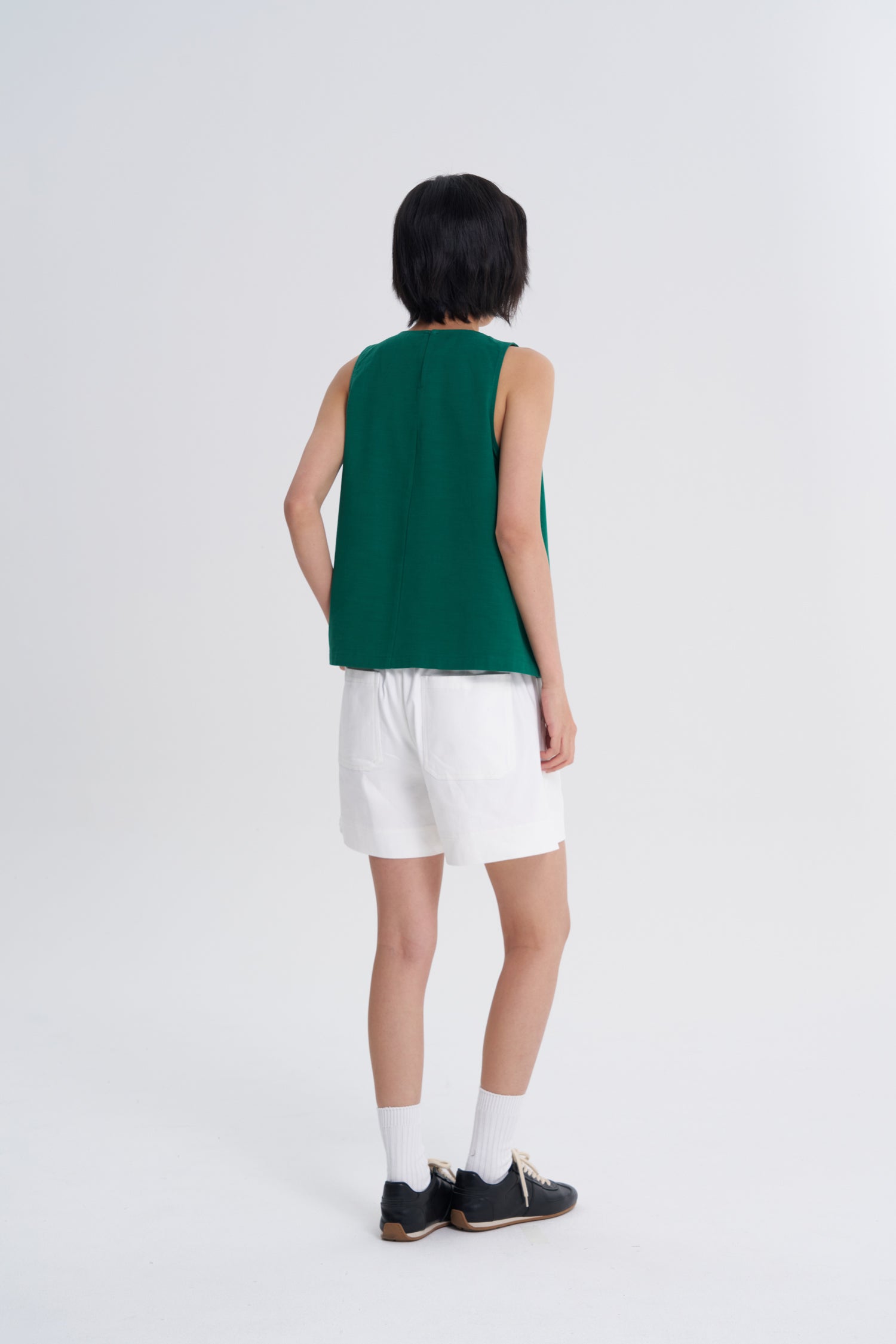 Sleeveless Panel Blouse - Moss