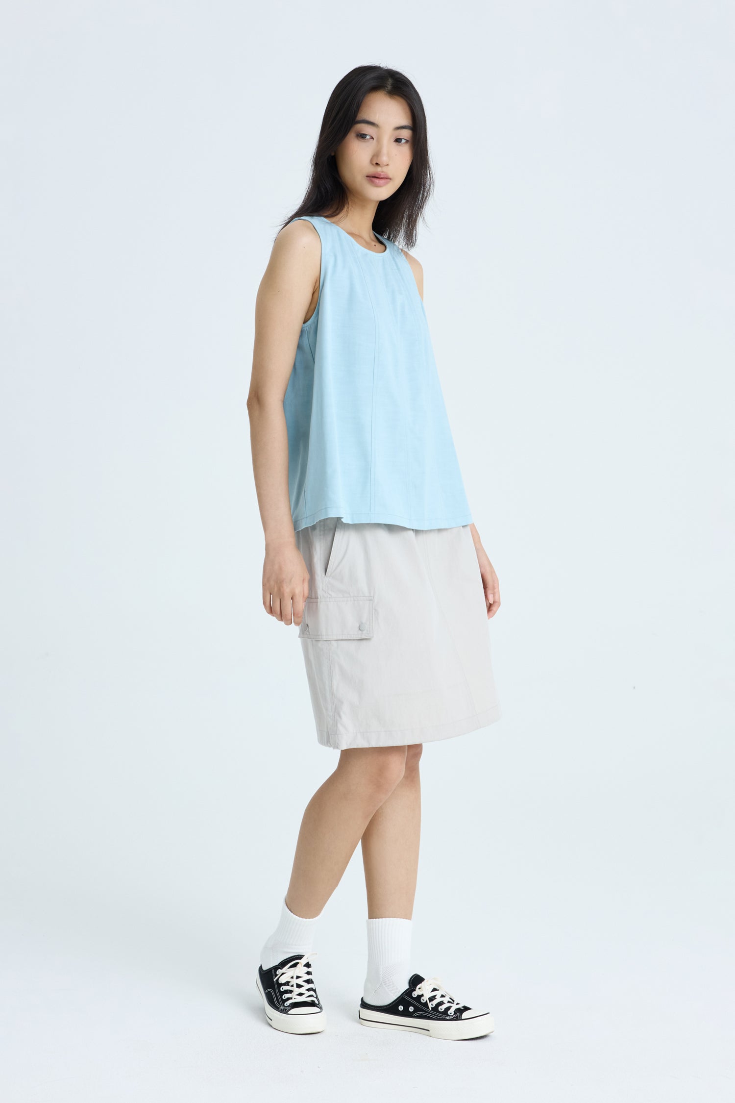 Sleeveless Panel Blouse - Sky Blue