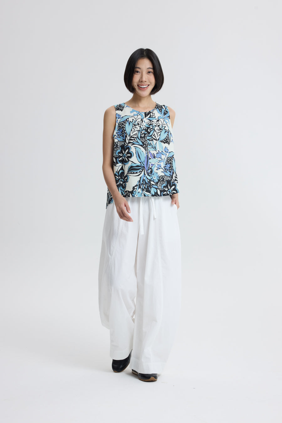 Floral Sleeveless Top - Floral Blue