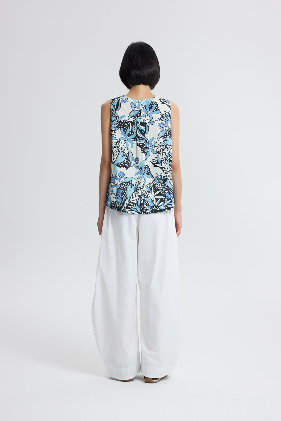 Floral Sleeveless Top - Floral Blue