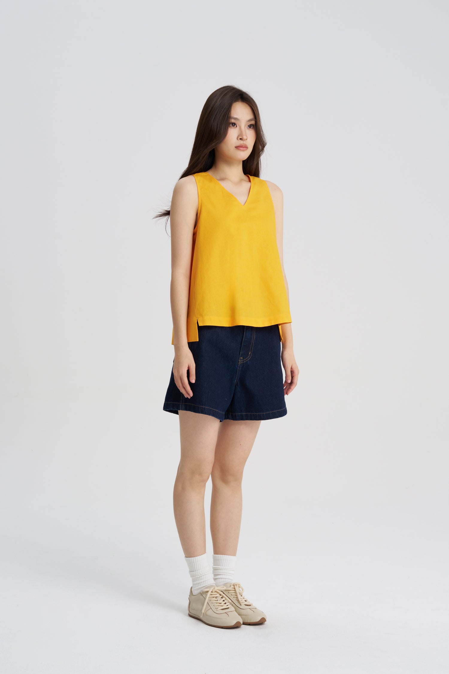 V-Neck Sleeveless Blouse - Sunray