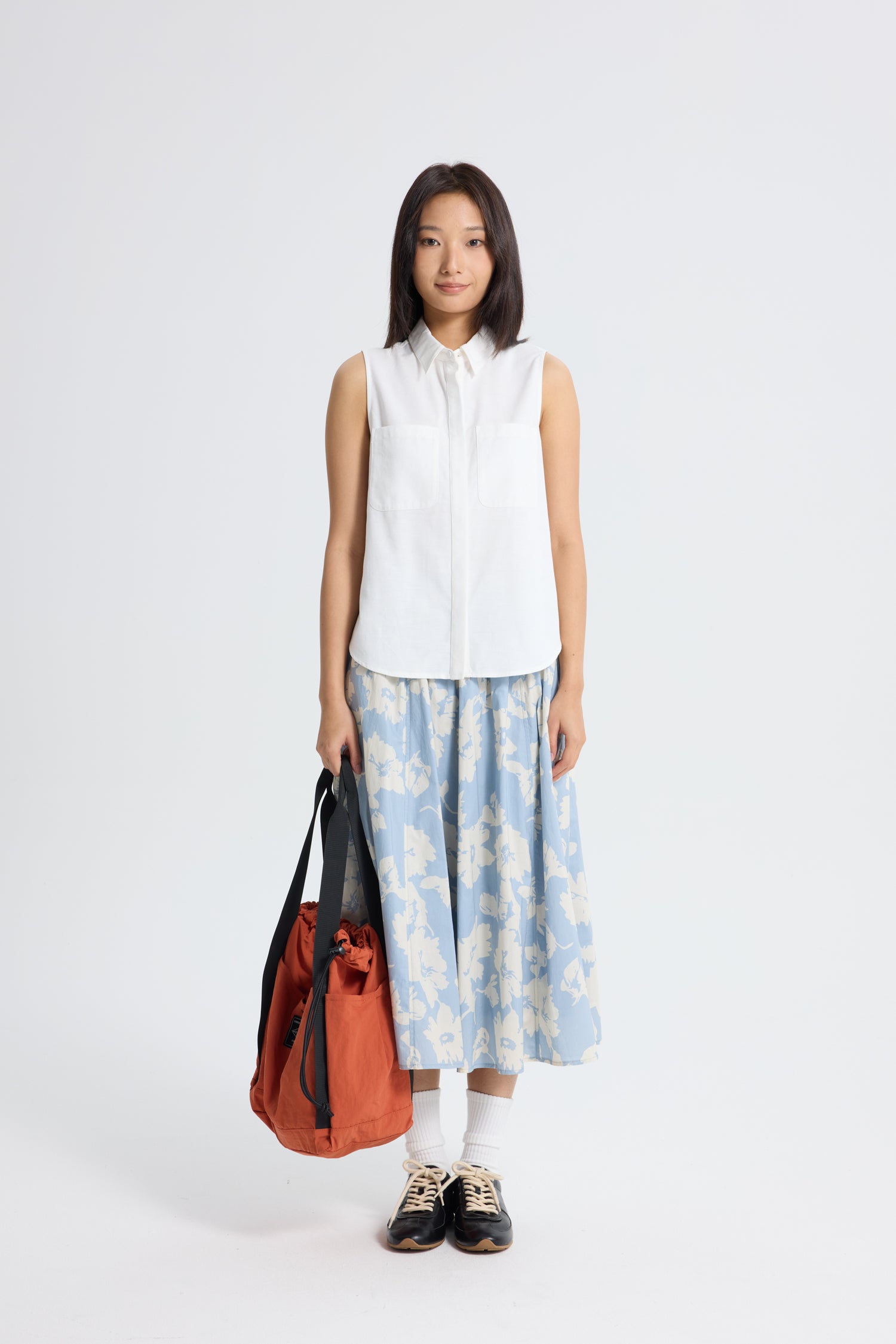 Patch Pocket Sleeveless Blouse - Cream