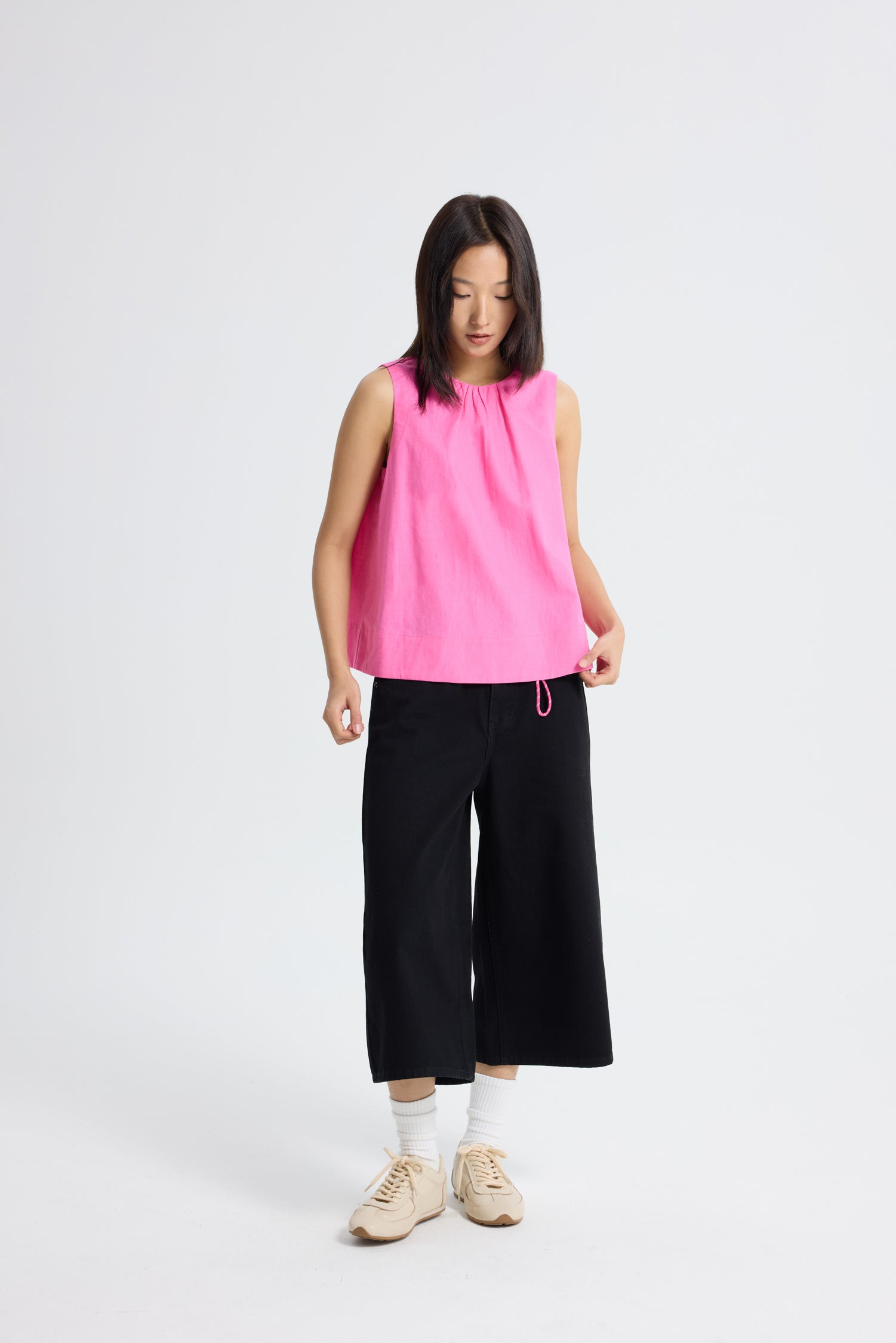 Gathered Collar Blouse - Pink