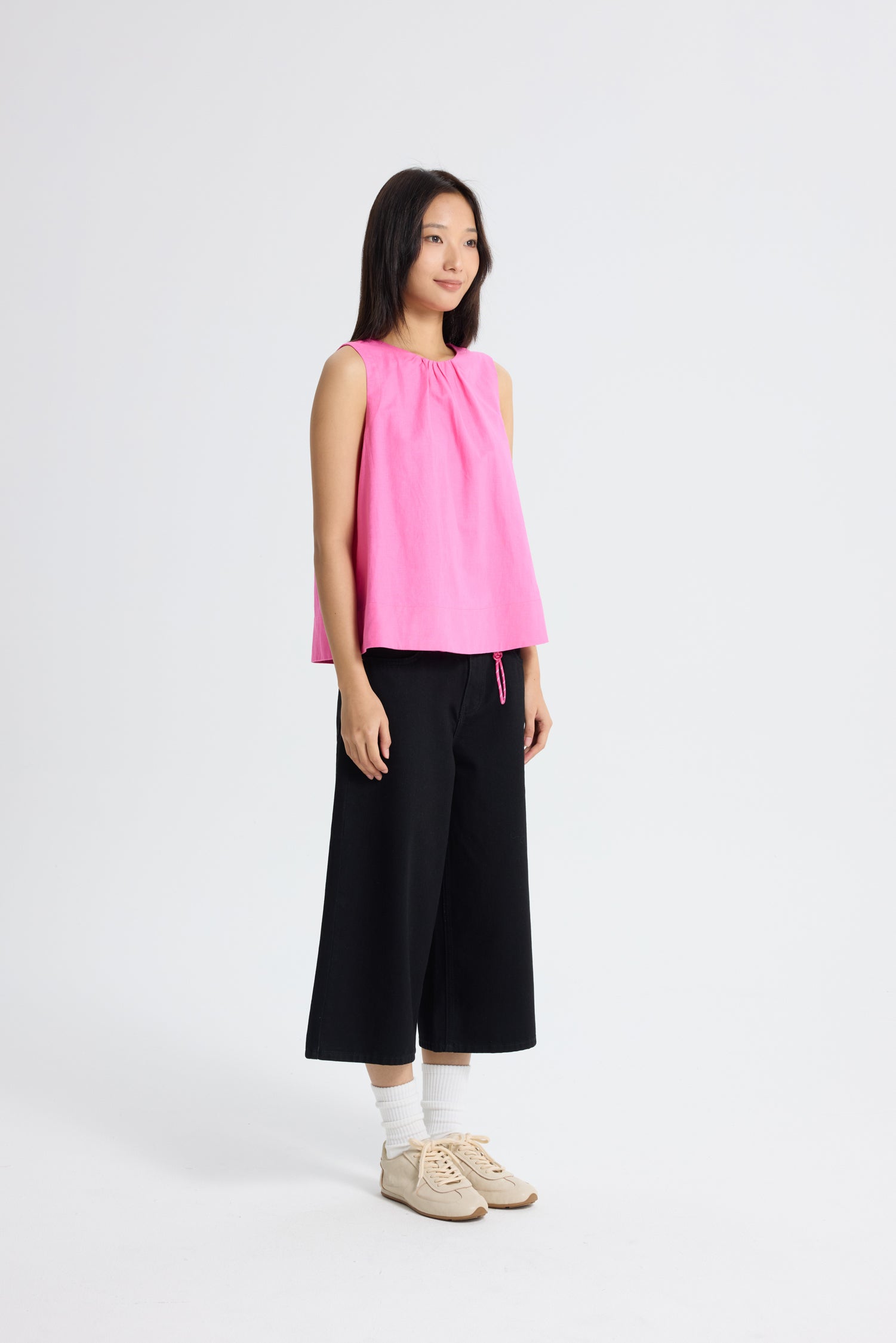 Gathered Collar Blouse - Pink