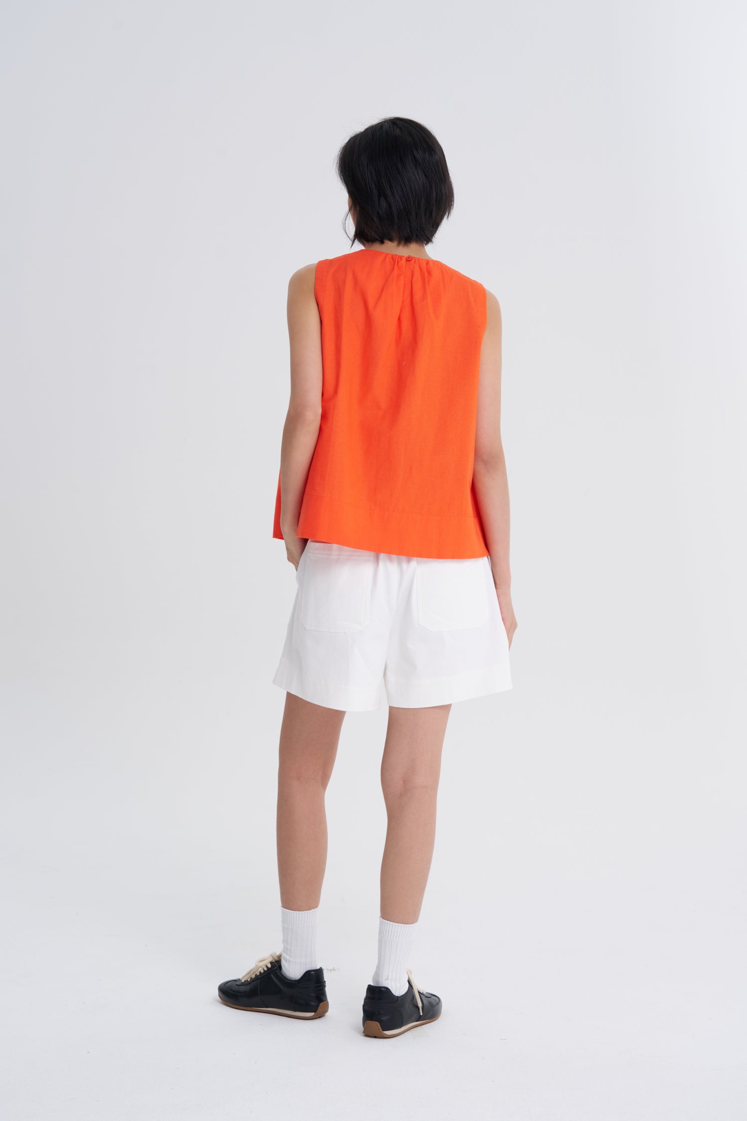 Gathered Collar Blouse - Vermillion