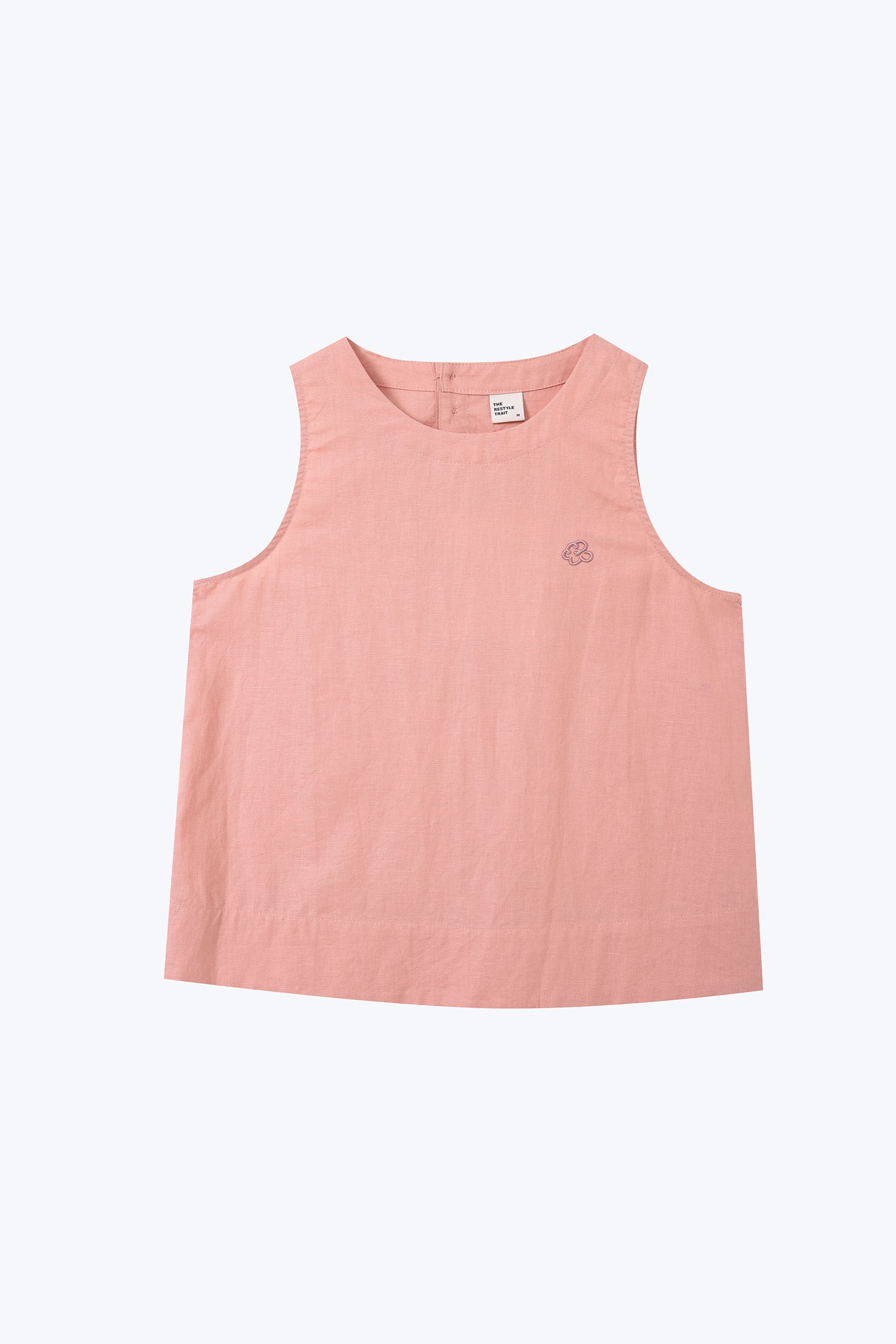 Snap Button Sleeveless Blouse - Blush