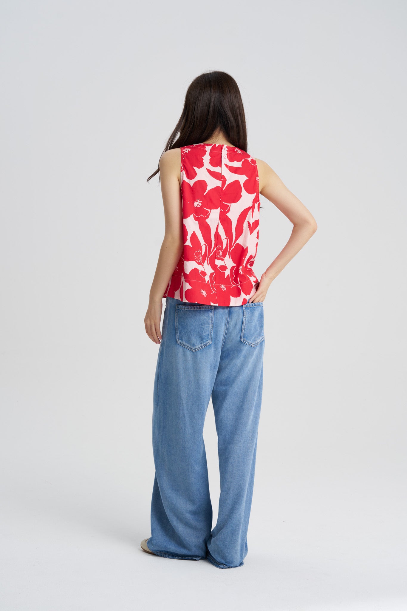 Floral Sleeveless Blouse - Floral Red